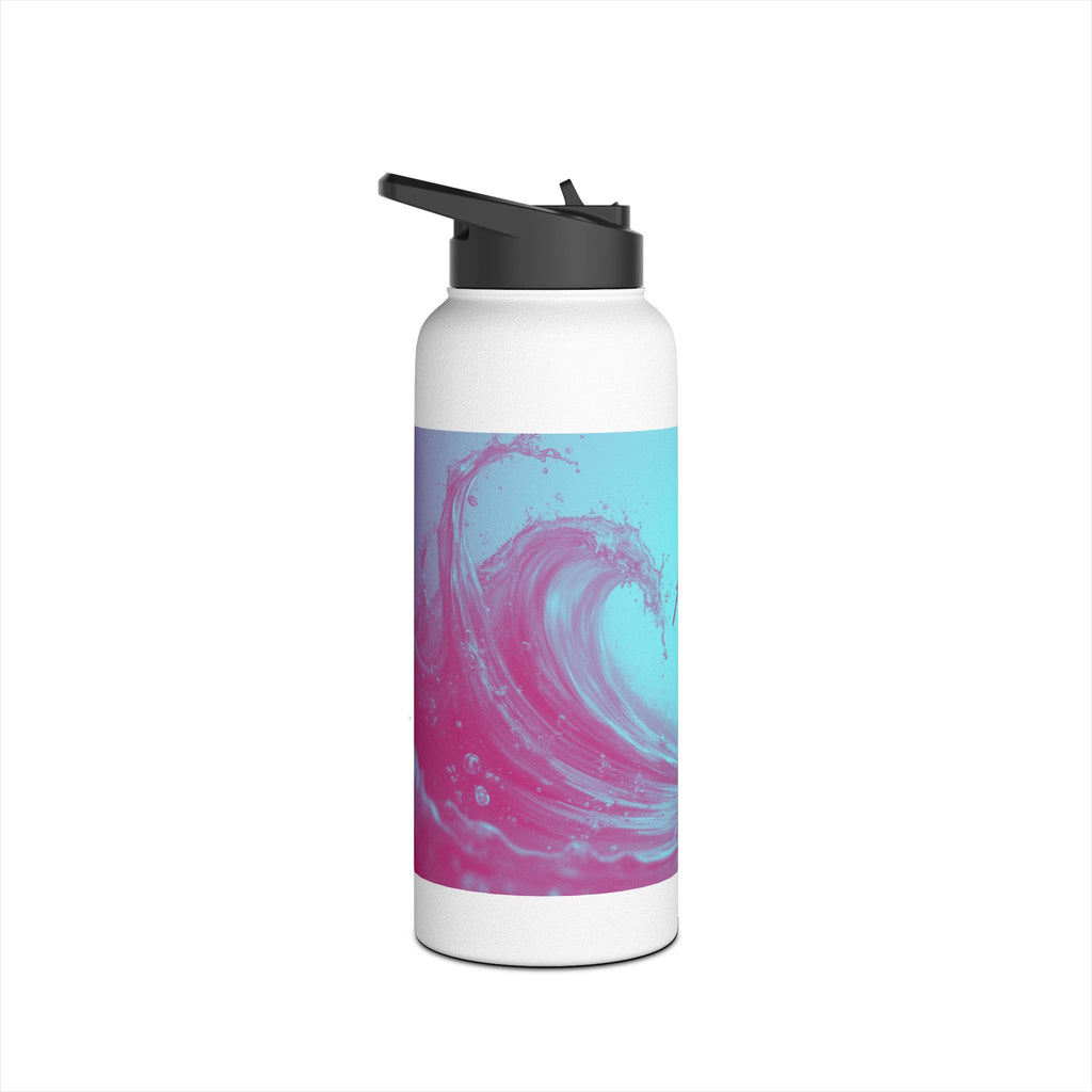 Aqua Wave Stainless Steel Water Bottle, Hydration Gift, Outdoor Adventure, Beach Vibes, Eco-Friendly, Travel Companion