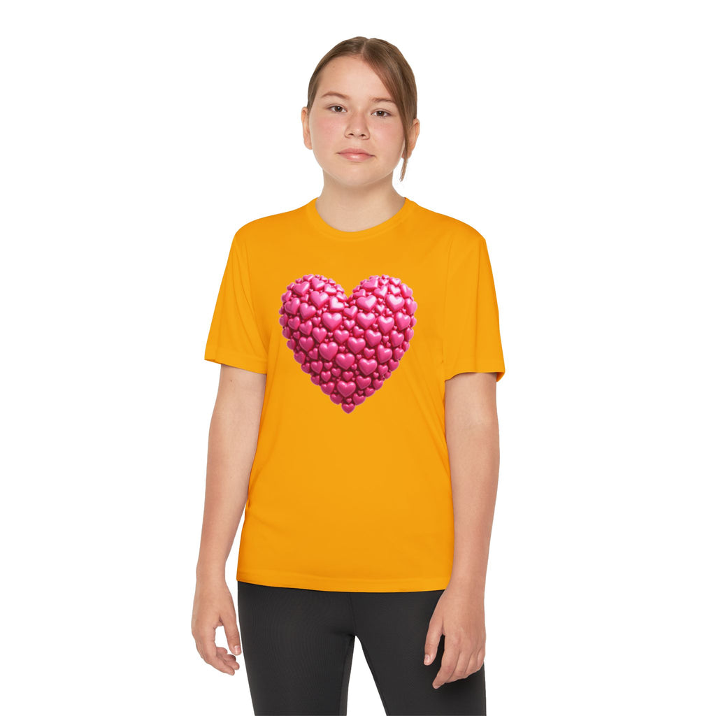 Heart Youth T-Shirt Sports Graphic Tee, Cool Athletic Shirt for Kids, Perfect for Sports Events, Team Spirit