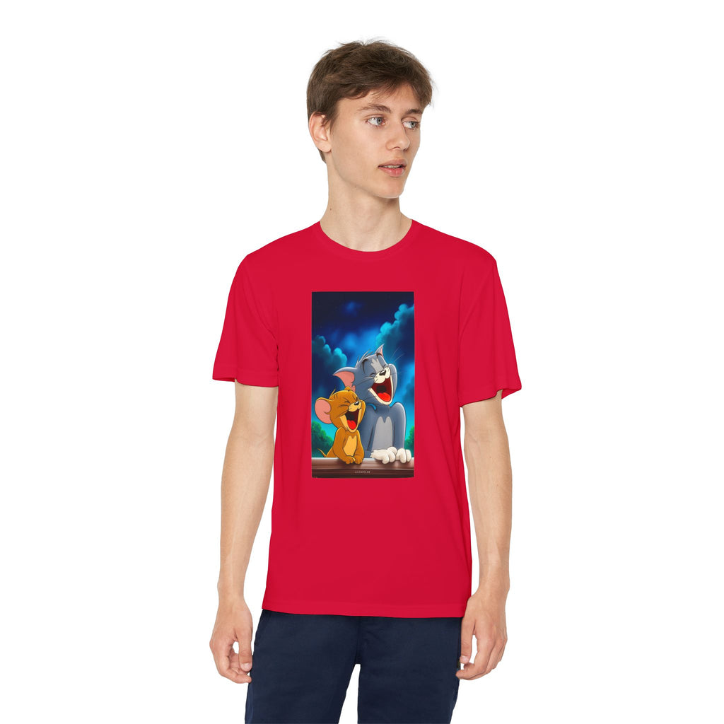 Youth Competitor Tee with Tom And Jerry design, Cartoon Graphic Kid's T-Shirt, Kids Tee, Children's Clothing, Funny Tee for Boys and Girls