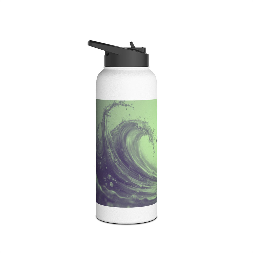 Aqua Wave Stainless Steel Water Bottle, Hydration Gift, Outdoor Adventure, Beach Vibes, Eco-Friendly, Travel Companion