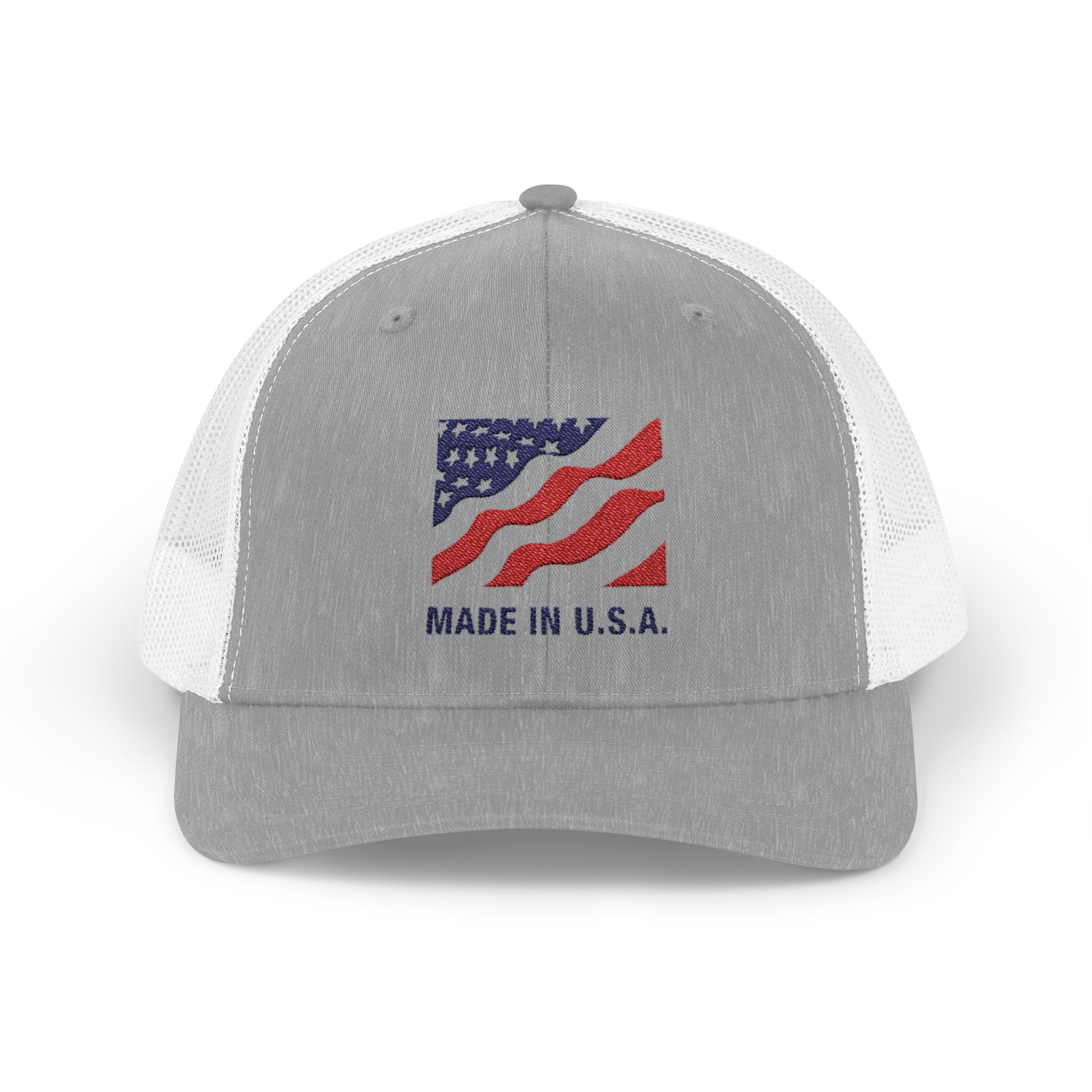 Made In The USA Snapback Trucker Cap with Thin Red Line Design, Ideal for First Responders, Supportive Gifts, Memorials, Everyday Wear