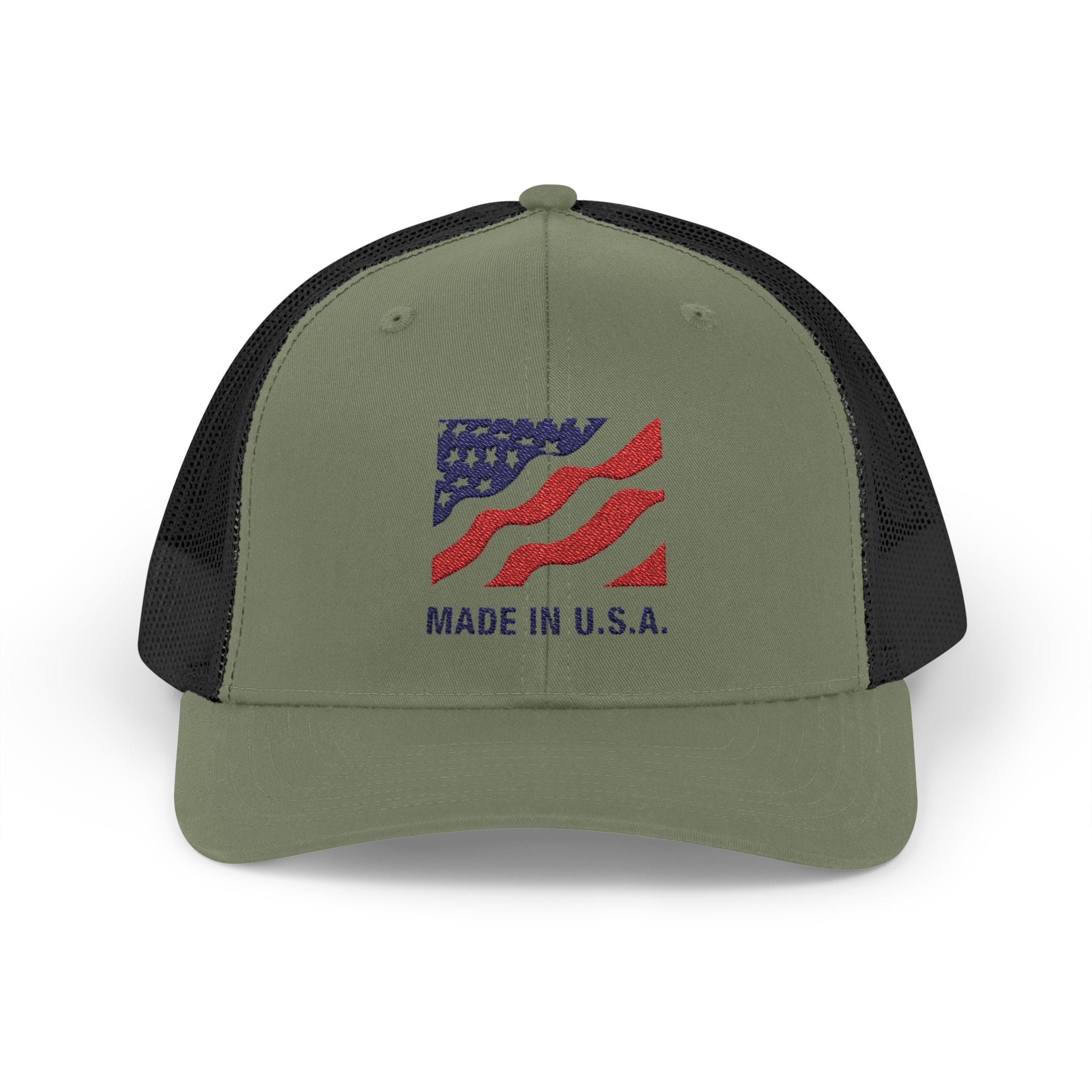 Made In The USA Snapback Trucker Cap with Thin Red Line Design, Ideal for First Responders, Supportive Gifts, Memorials, Everyday Wear