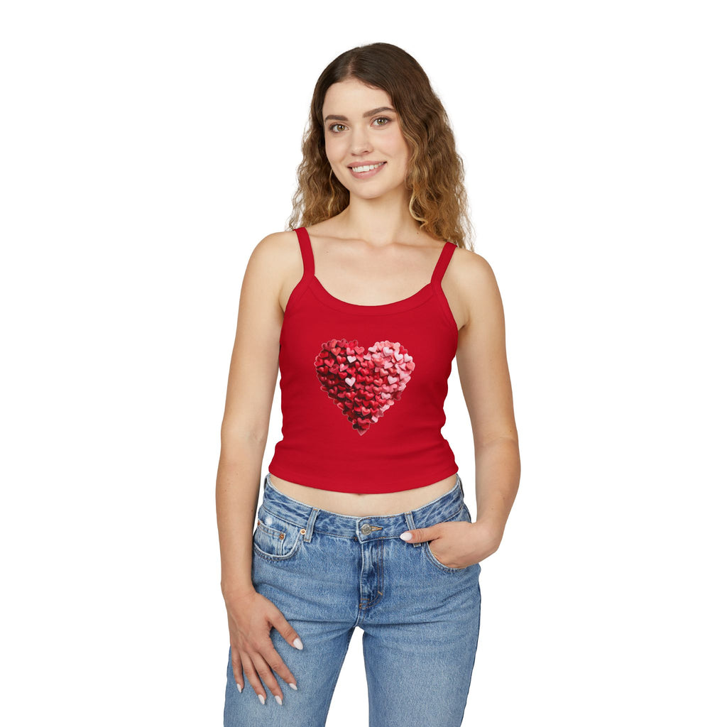 Heart Tank Top, Love Cami, Valentine's Day Shirt, Romantic Sleeveless Tee, Women's Summer Blouse, Cute Spaghetti Strap Tank