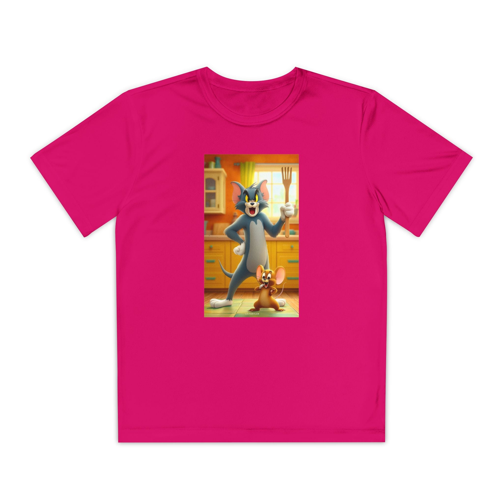 Youth Competitor Tee with Tom And Jerry design, Cartoon Graphic Kid's T-Shirt, Kids Tee, Children's Clothing, Funny Tee for Boys and Girls
