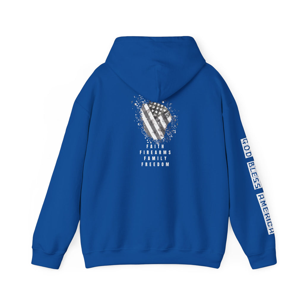 Faith Family Firearms Freedom Hooded Sweatshirt with Faith, Family, Firearms & Freedom Design - Unisex Cozy Wear for Celebrations