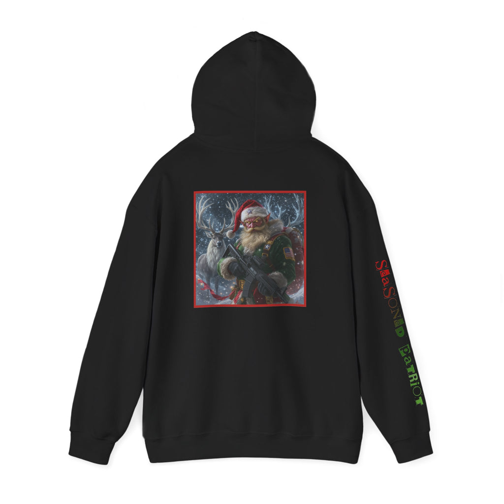 Christmas Elf Patriotic USA Hoodie, Sweatshirt, Unisex Hooded Pullover, Holiday Outerwear, Festive Winter Apparel