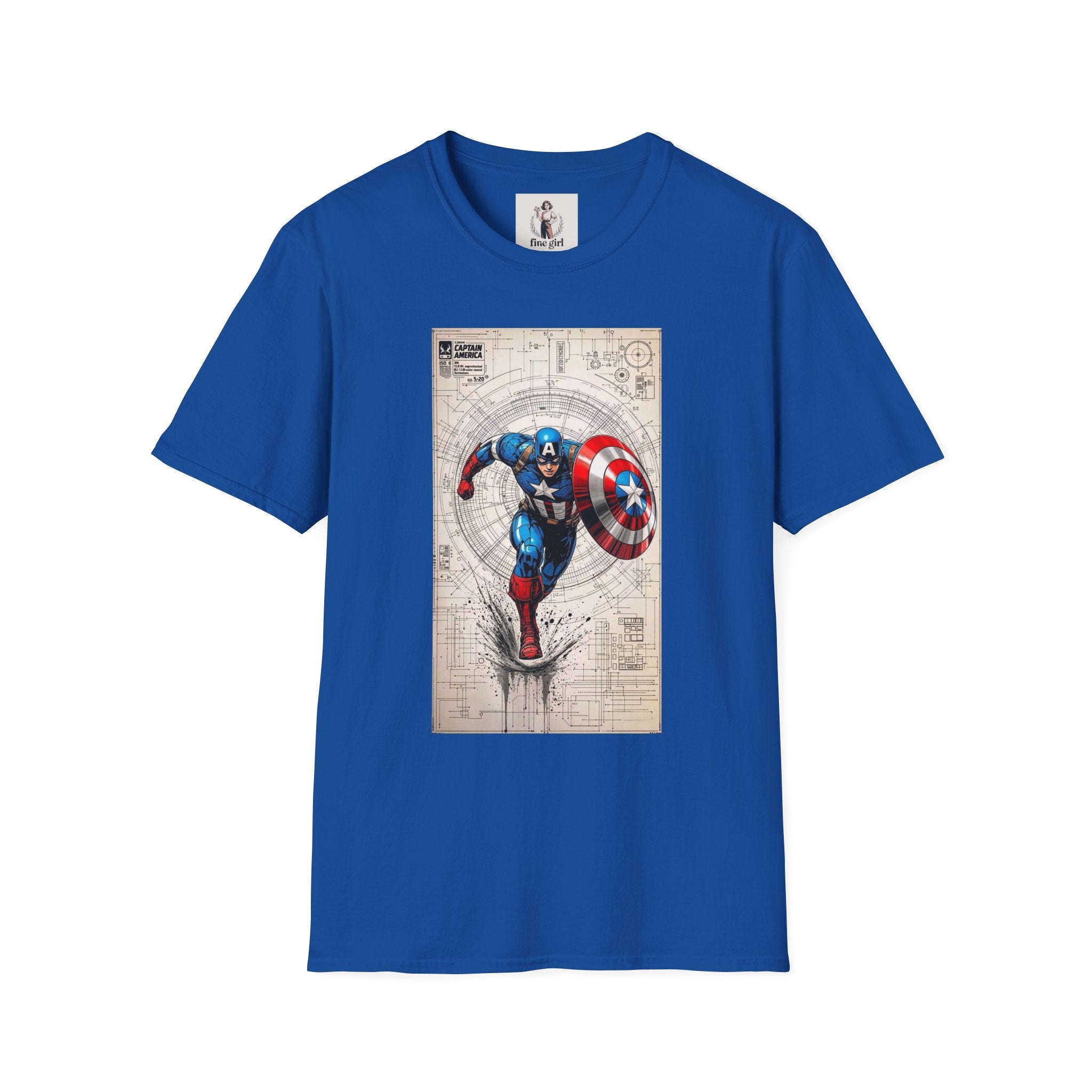 Captain America Superhero Marvel Unisex Softstyle T-Shirt, Comic Book Tee, Graphic Novel Shirt, Geeky Clothing, Cosplay Costume Top
