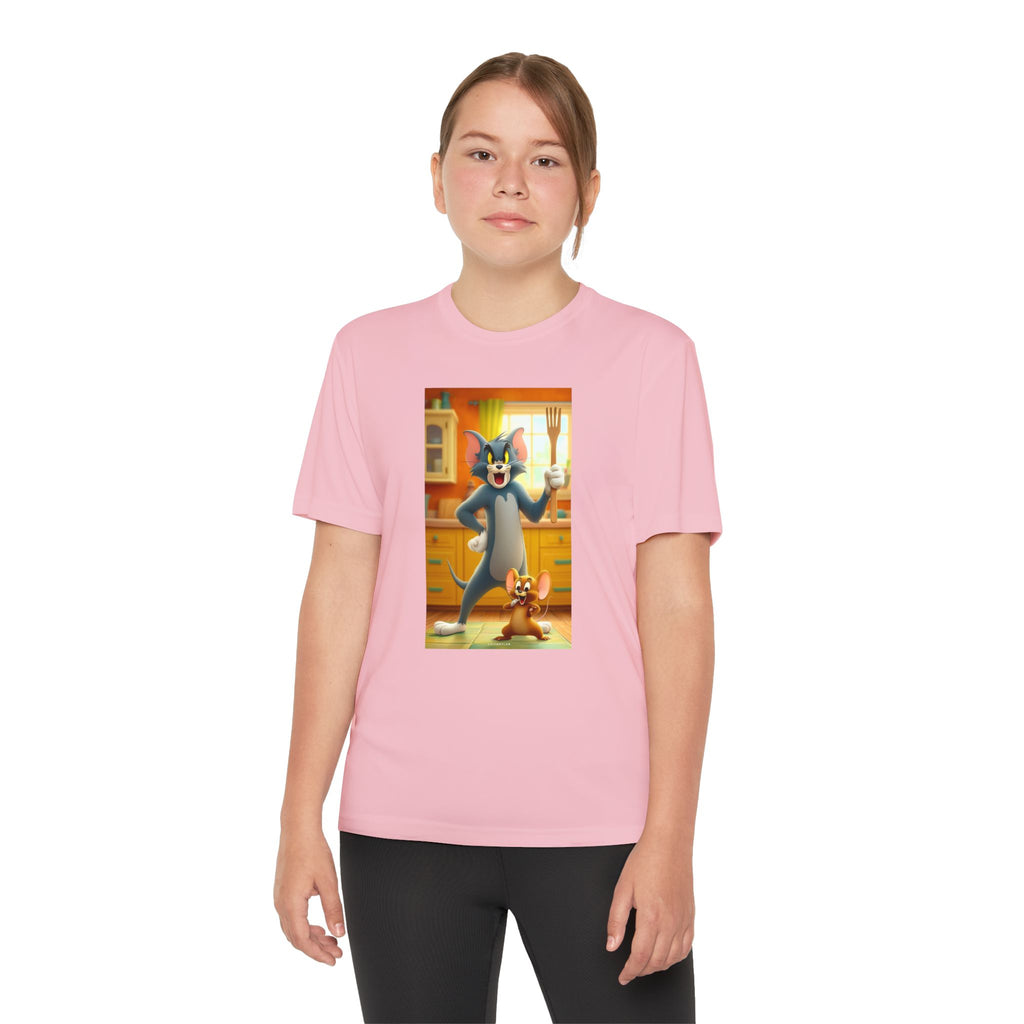 Youth Competitor Tee with Tom And Jerry design, Cartoon Graphic Kid's T-Shirt, Kids Tee, Children's Clothing, Funny Tee for Boys and Girls