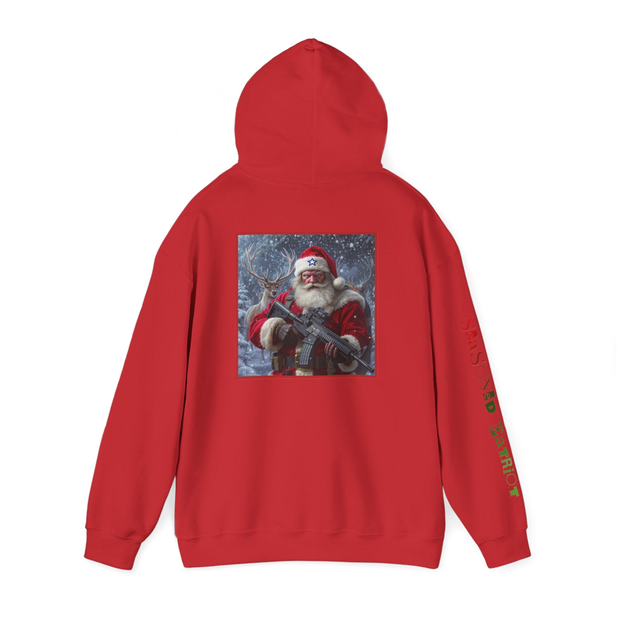 Christmas Santa Claus Patriotic USA Hoodie, Sweatshirt, Unisex Hooded Pullover, Holiday Outerwear, Festive Winter Apparel