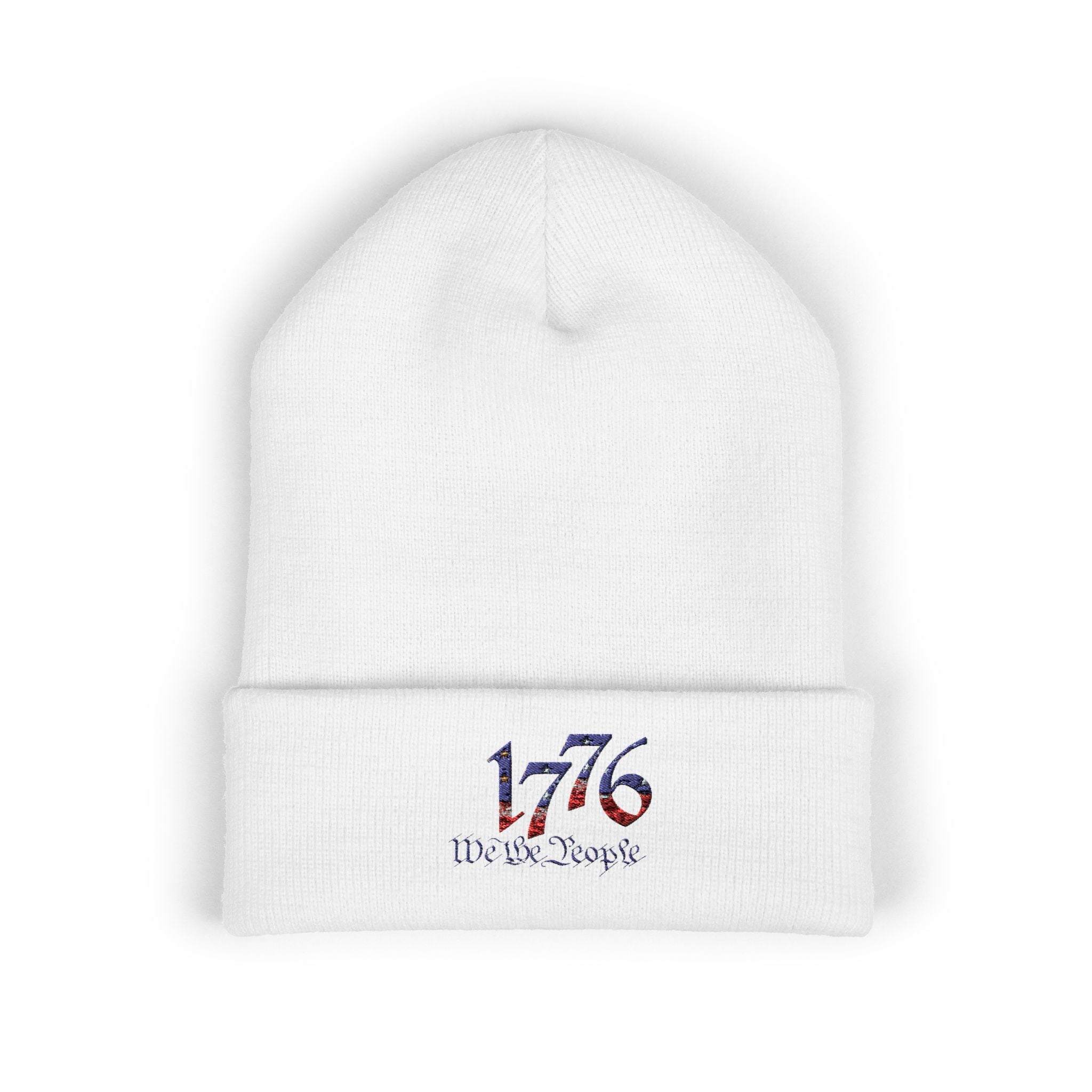 Embroidered Patriotic Beanie, 1776 USA Flag Knit Hat, American Constitution Winter Cap, Founding Fathers Headwear, Red White Blue Beanie