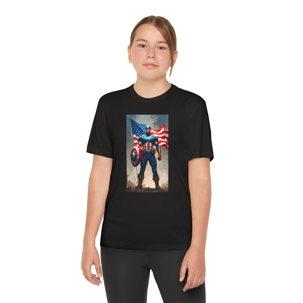 Captain America Superhero Marvel Patriotic, Kids Graphic T-Shirt, Boys Hero Top, Girls Comic Book Clothing, Birthday