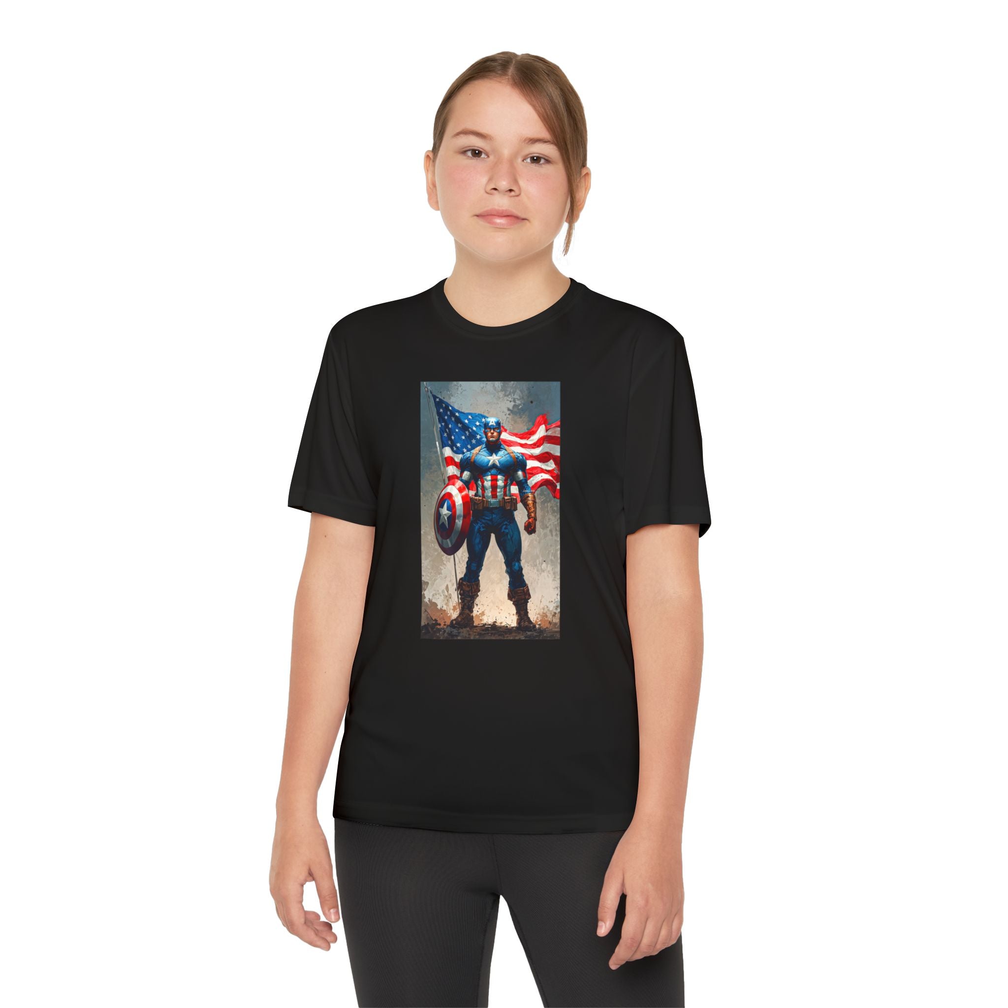 Captain America Superhero Marvel Patriotic, Kids Graphic T-Shirt, Boys Hero Top, Girls Comic Book Clothing, Birthday