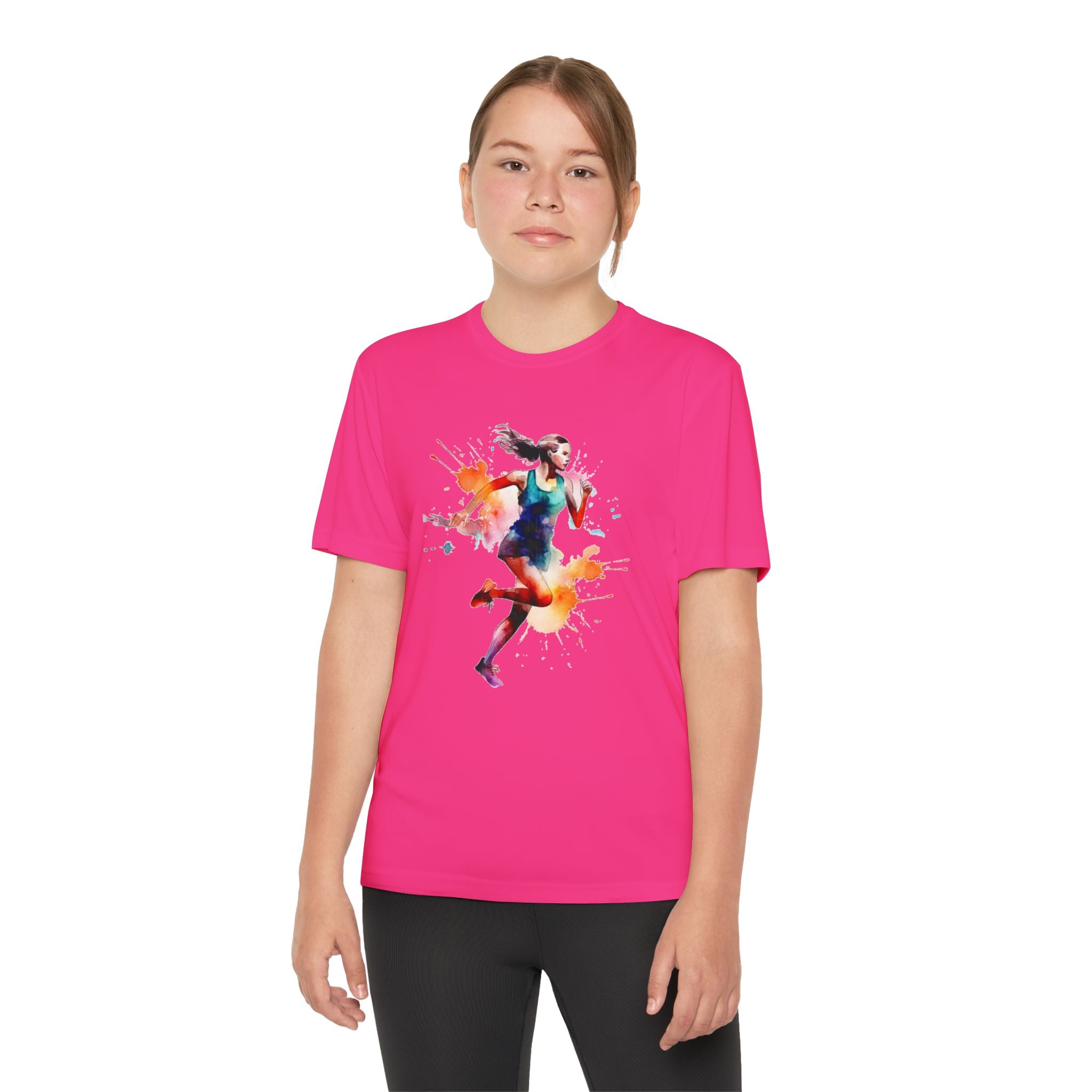 Running Youth T-Shirt Sports Graphic Tee, Cool Athletic Shirt for Kids, Perfect for Sports Events, Team Spirit