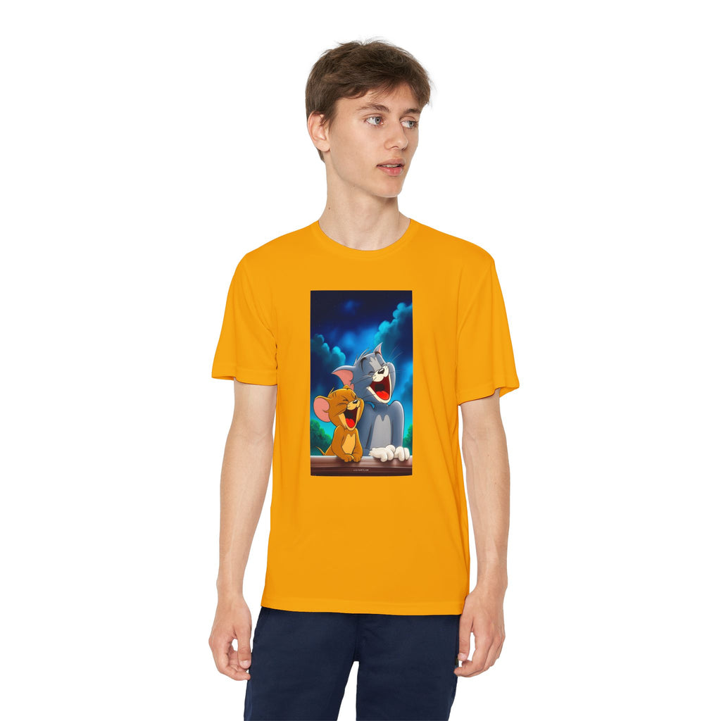 Youth Competitor Tee with Tom And Jerry design, Cartoon Graphic Kid's T-Shirt, Kids Tee, Children's Clothing, Funny Tee for Boys and Girls