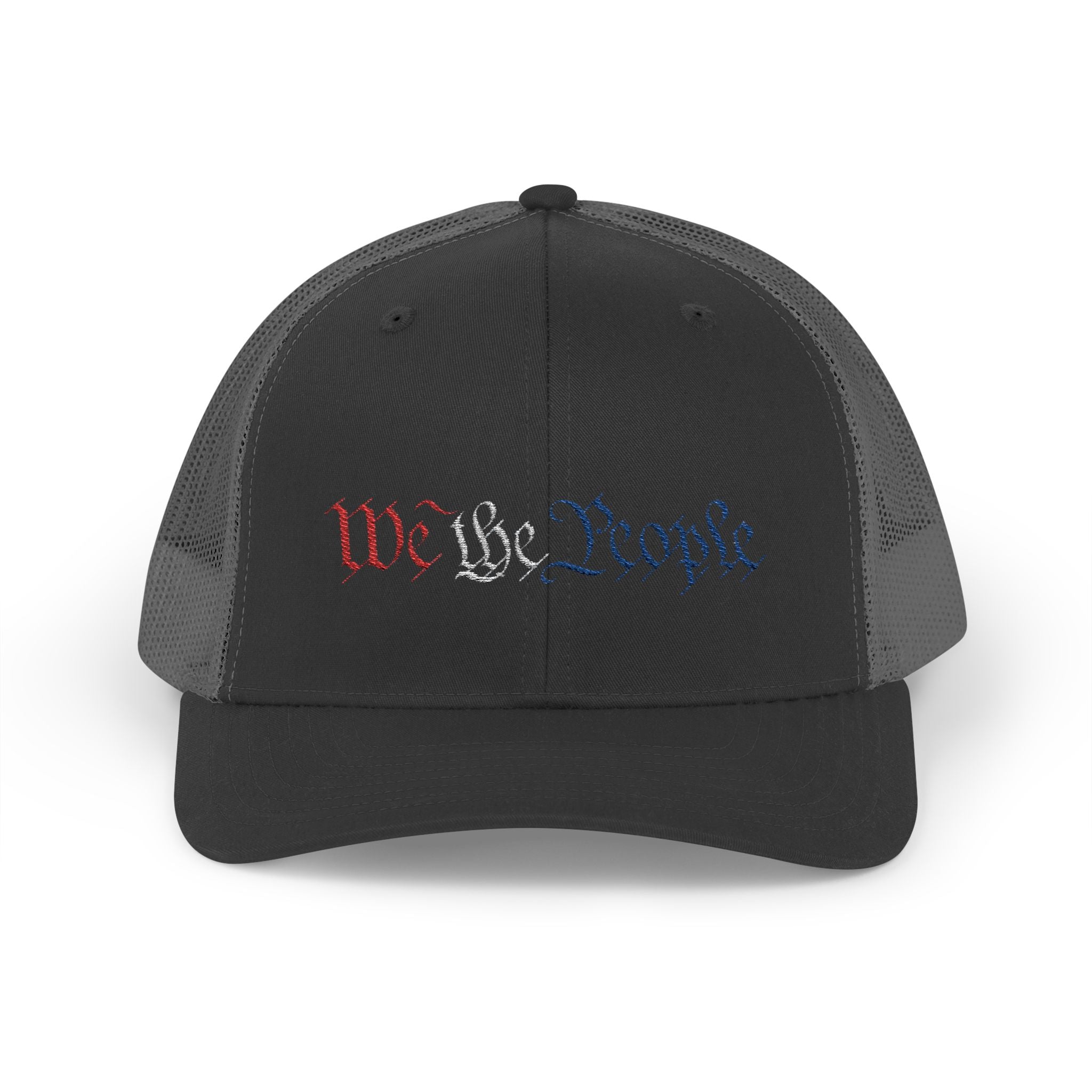 We The People Snapback Trucker Cap with Thin Red Line Design, Ideal for First Responders, Supportive Gifts, Memorials, Everyday Wear