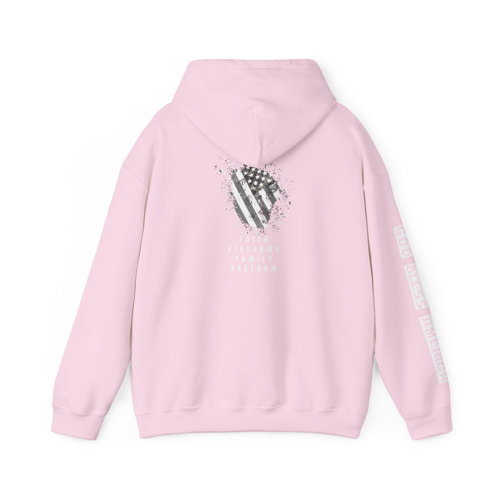 Faith Family Firearms Freedom Hooded Sweatshirt with Faith, Family, Firearms & Freedom Design - Unisex Cozy Wear for Celebrations