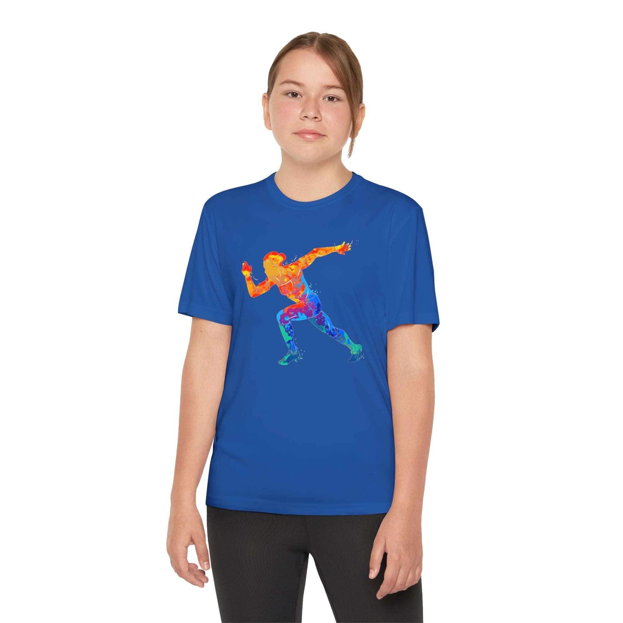 Running Youth T-Shirt Sports Graphic Tee, Cool Athletic Shirt for Kids, Perfect for Sports Events, Team Spirit