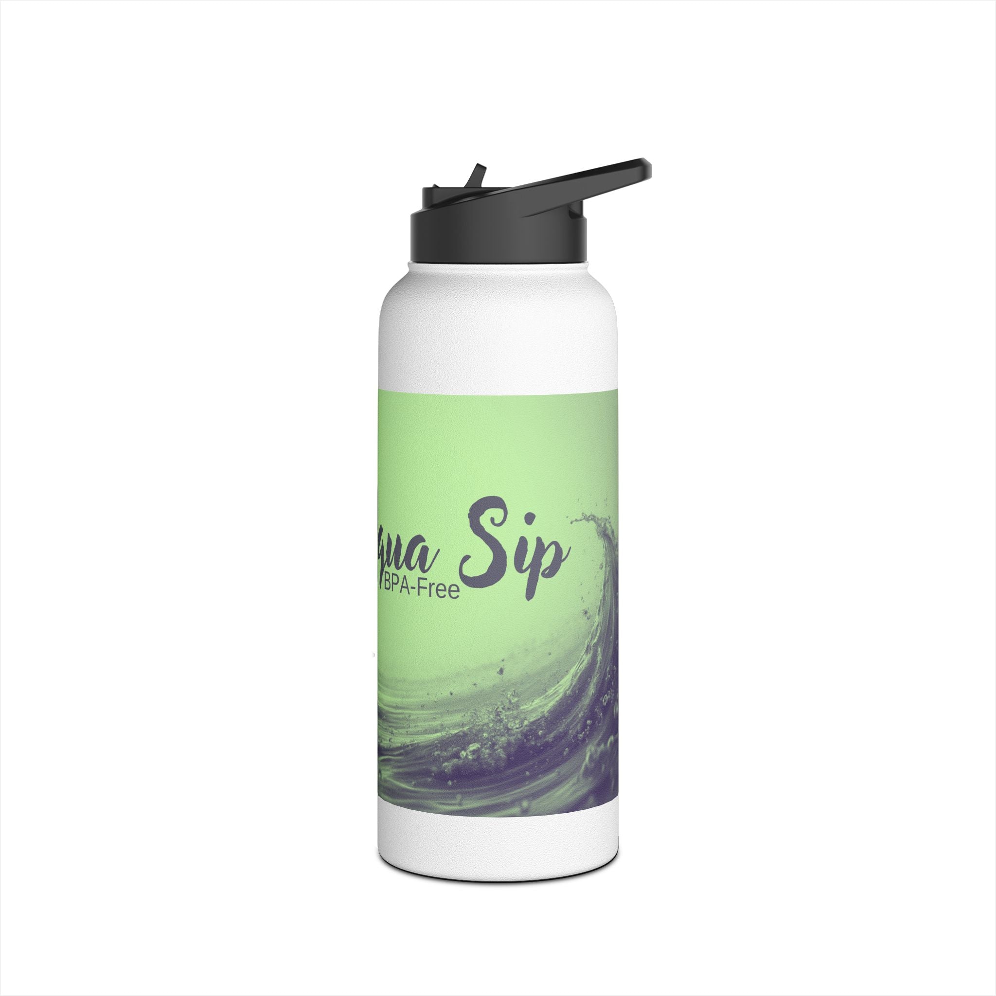 Aqua Wave Stainless Steel Water Bottle, Hydration Gift, Outdoor Adventure, Beach Vibes, Eco-Friendly, Travel Companion