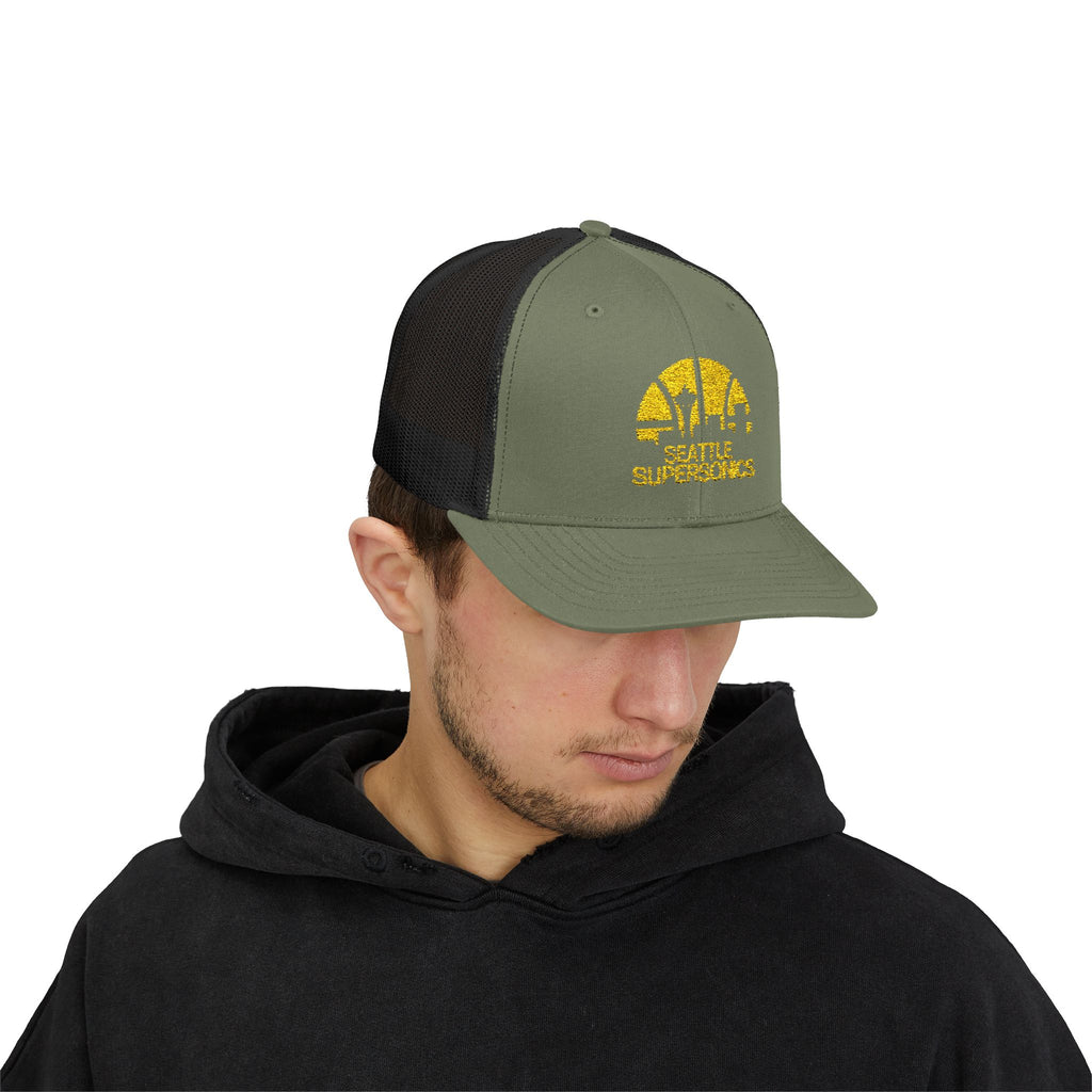 The Seattle SuperSonics Snapback Trucker Cap, American Flag Hat, Outdoor Cap, Casual Wear, Gift for Dad, 4th of July Apparel