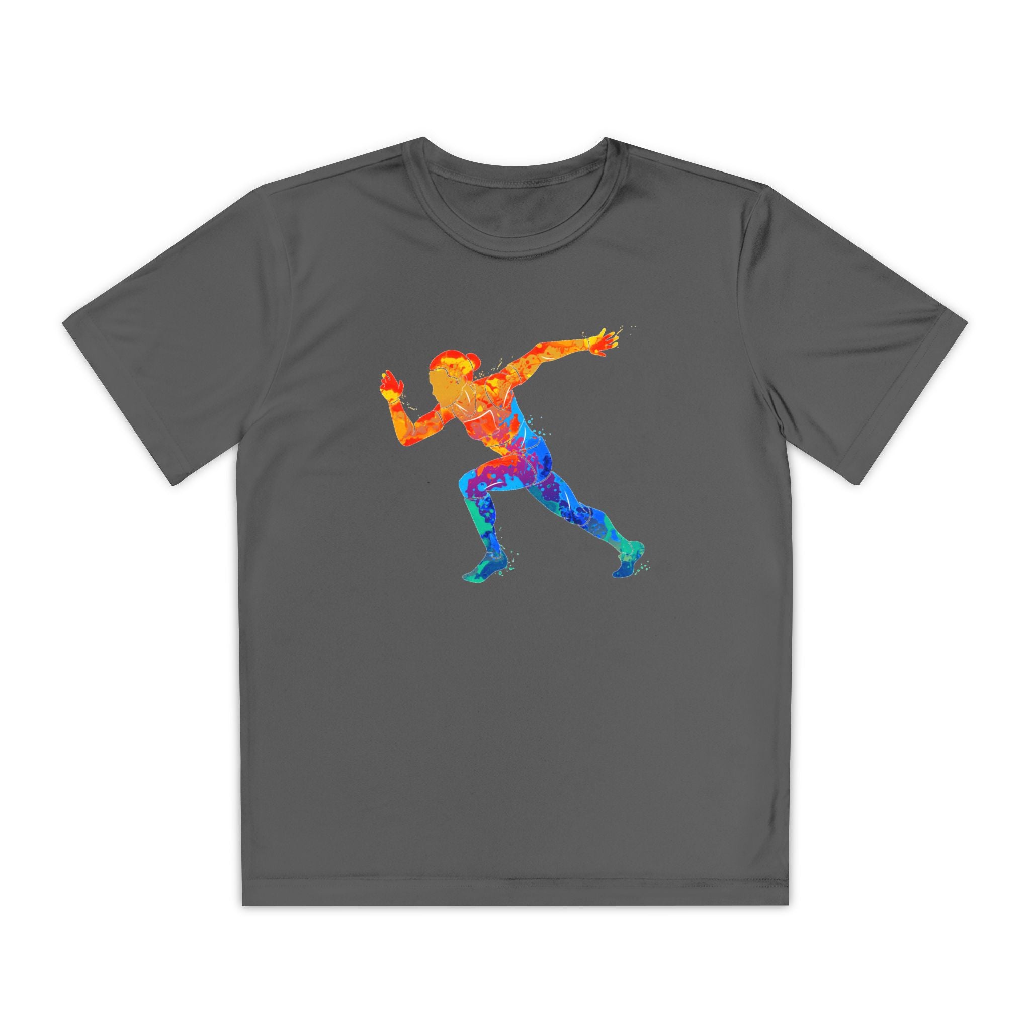 Running Youth T-Shirt Sports Graphic Tee, Cool Athletic Shirt for Kids, Perfect for Sports Events, Team Spirit