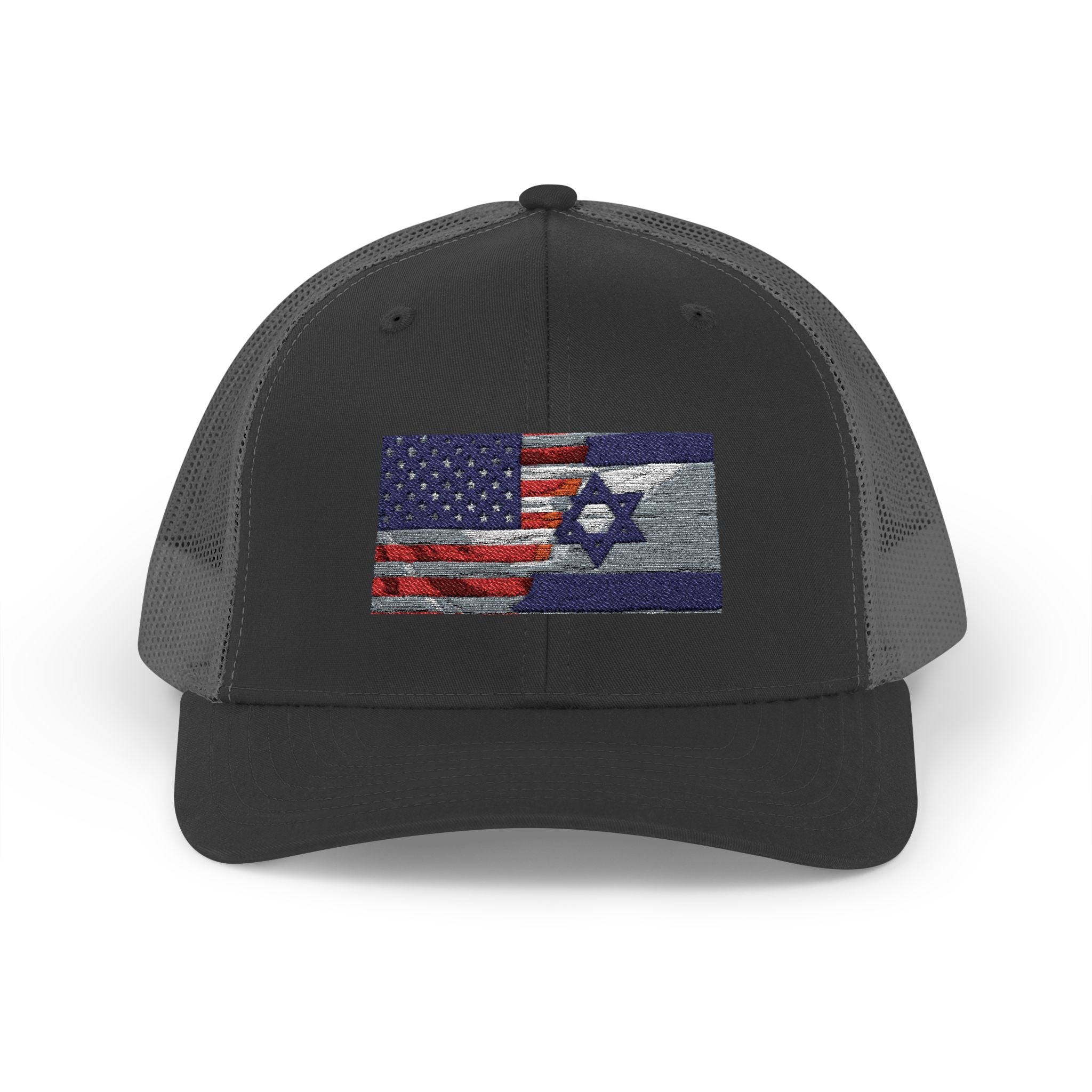 Isreal/ USA Flag Snapback Trucker Cap with Thin Red Line Design, Ideal for First Responders, Supportive Gifts, Memorials, Everyday Wear