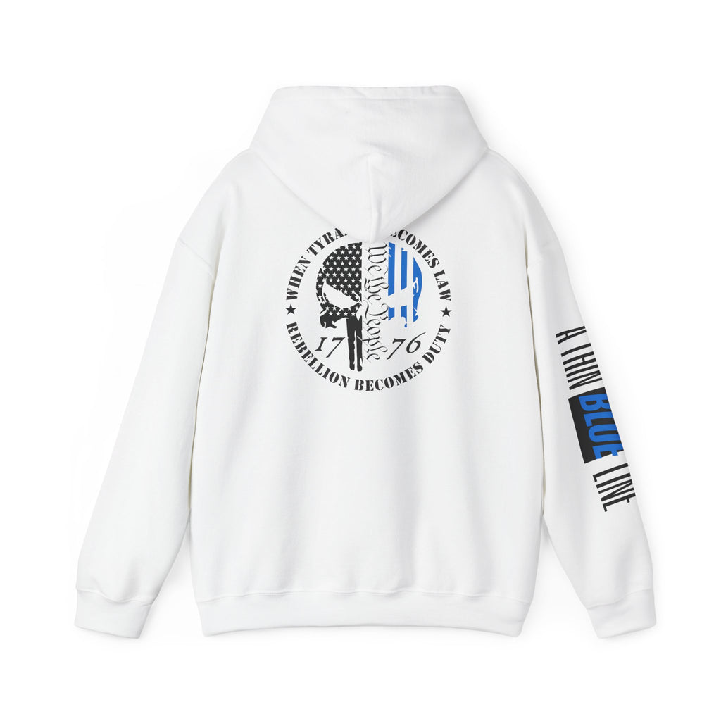 Thin Blue Line Law Enforcement Patriotic Hoodie, Police Support Sweatshirt, Law Enforcement Gift, Patriotic Hooded Pullover, USA Flag