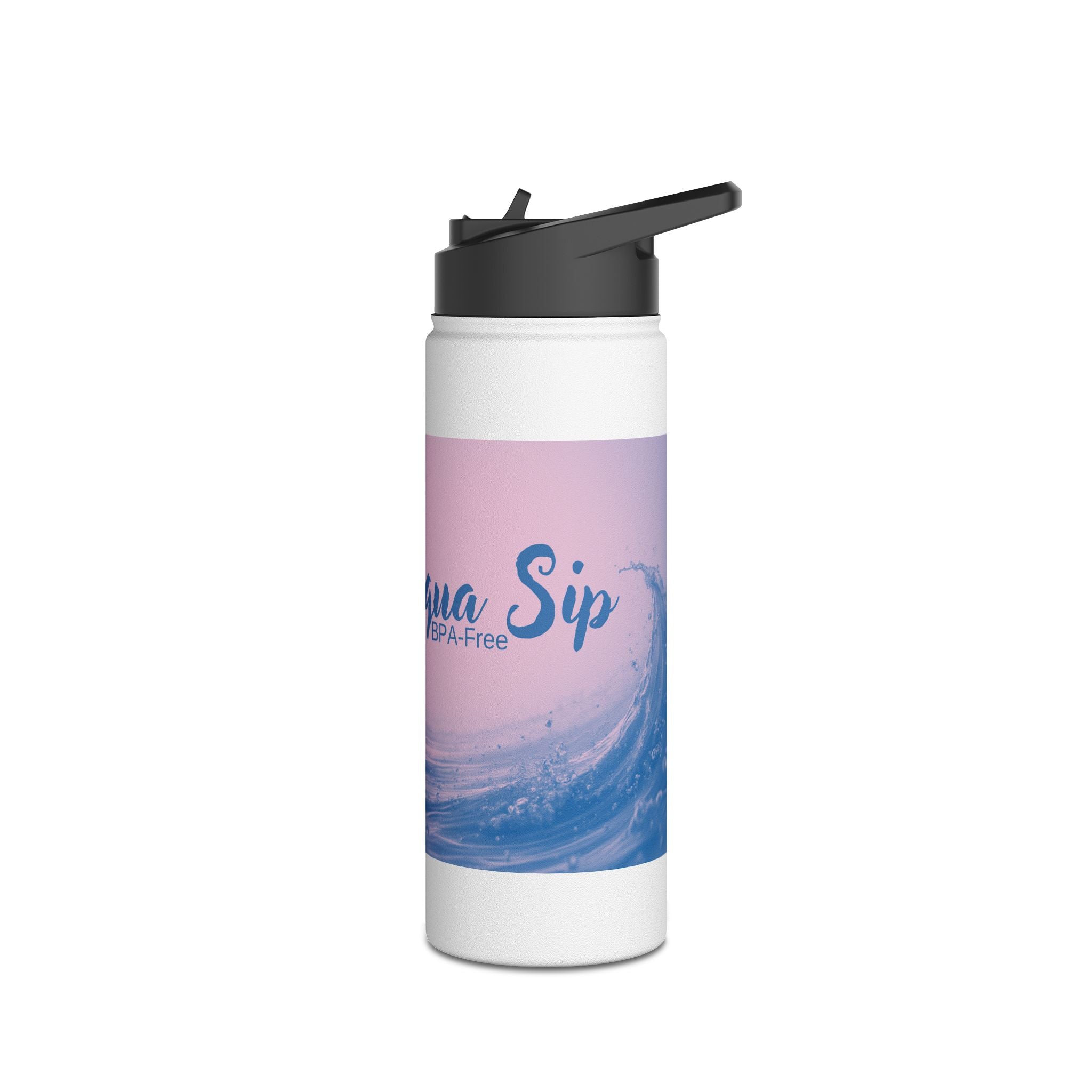Aqua Wave Stainless Steel Water Bottle, Hydration Gift, Outdoor Adventure, Beach Vibes, Eco-Friendly, Travel Companion