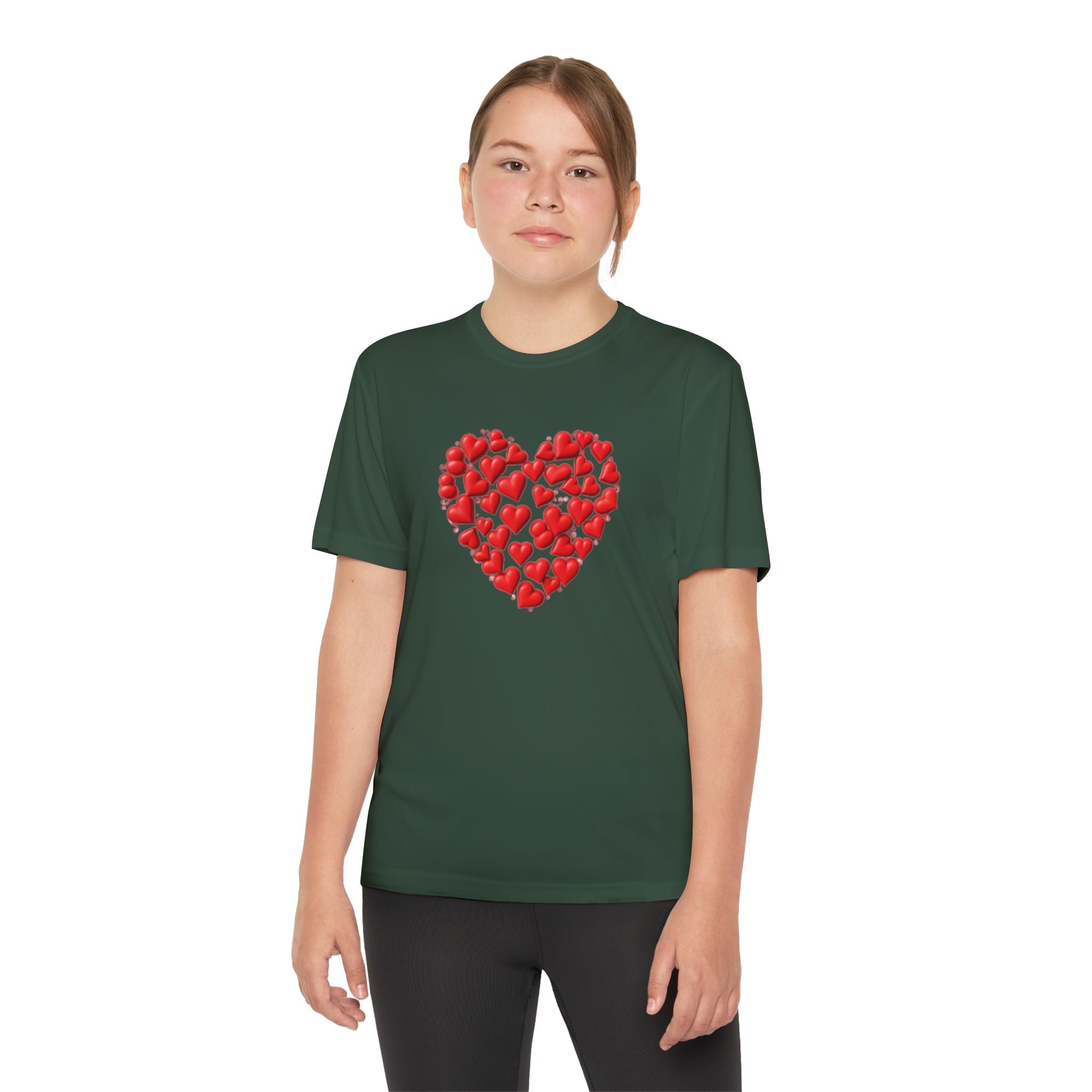 Heart Youth T-Shirt Sports Graphic Tee, Cool Athletic Shirt for Kids, Perfect for Sports Events, Team Spirit