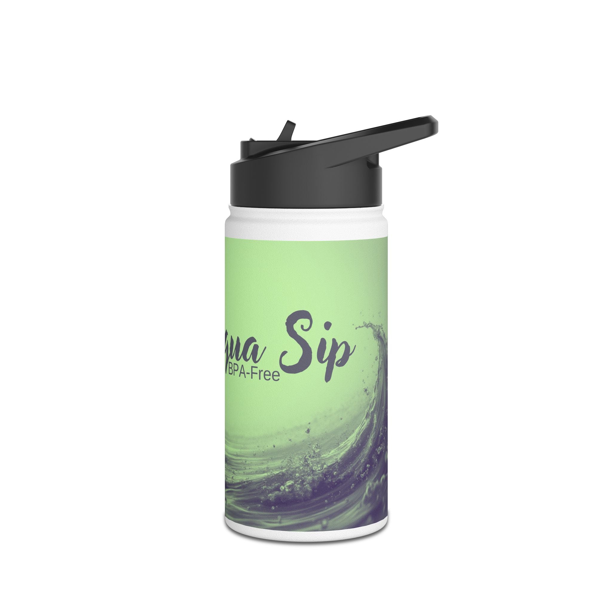 Aqua Wave Stainless Steel Water Bottle, Hydration Gift, Outdoor Adventure, Beach Vibes, Eco-Friendly, Travel Companion