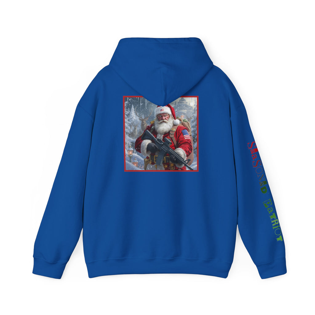 Christmas Santa Claus Patriotic USA Hoodie, Sweatshirt, Unisex Hooded Pullover, Holiday Outerwear, Festive Winter Apparel