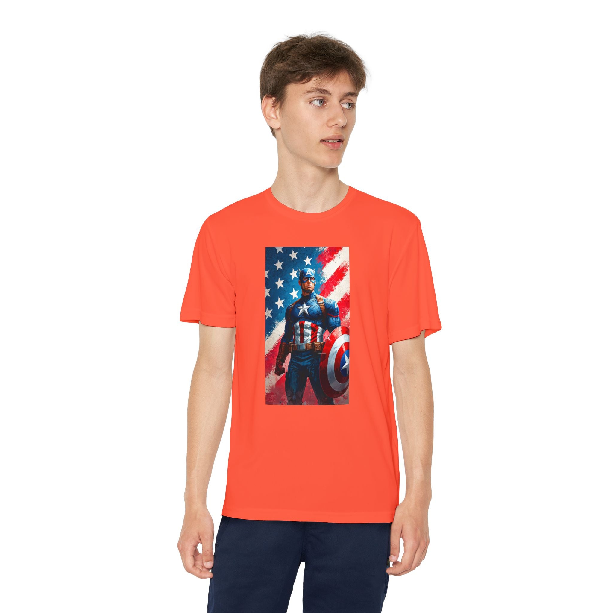 Captain America Superhero Marvel Patriotic, Kids Graphic T-Shirt, Boys Hero Top, Girls Comic Book Clothing, Birthday