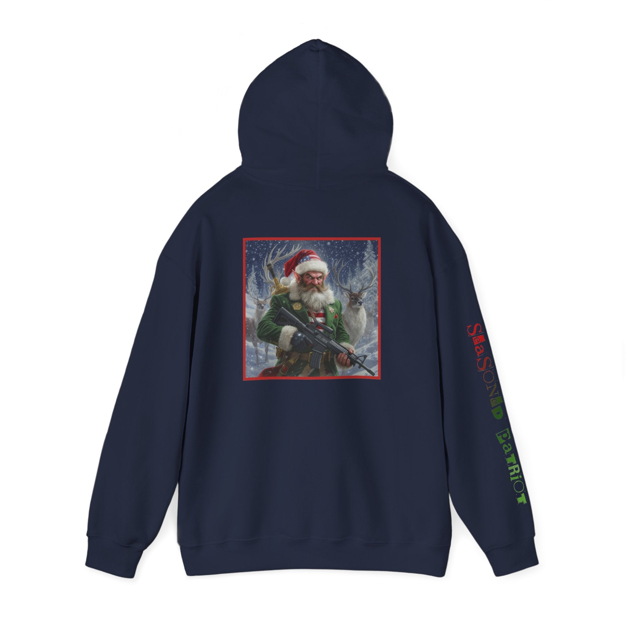 Christmas Elf Patriotic USA Hoodie, Sweatshirt, Unisex Hooded Pullover, Holiday Outerwear, Festive Winter Apparel