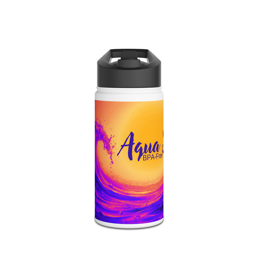 Aqua Wave Stainless Steel Water Bottle, Hydration Gift, Outdoor Adventure, Beach Vibes, Eco-Friendly, Travel Companion