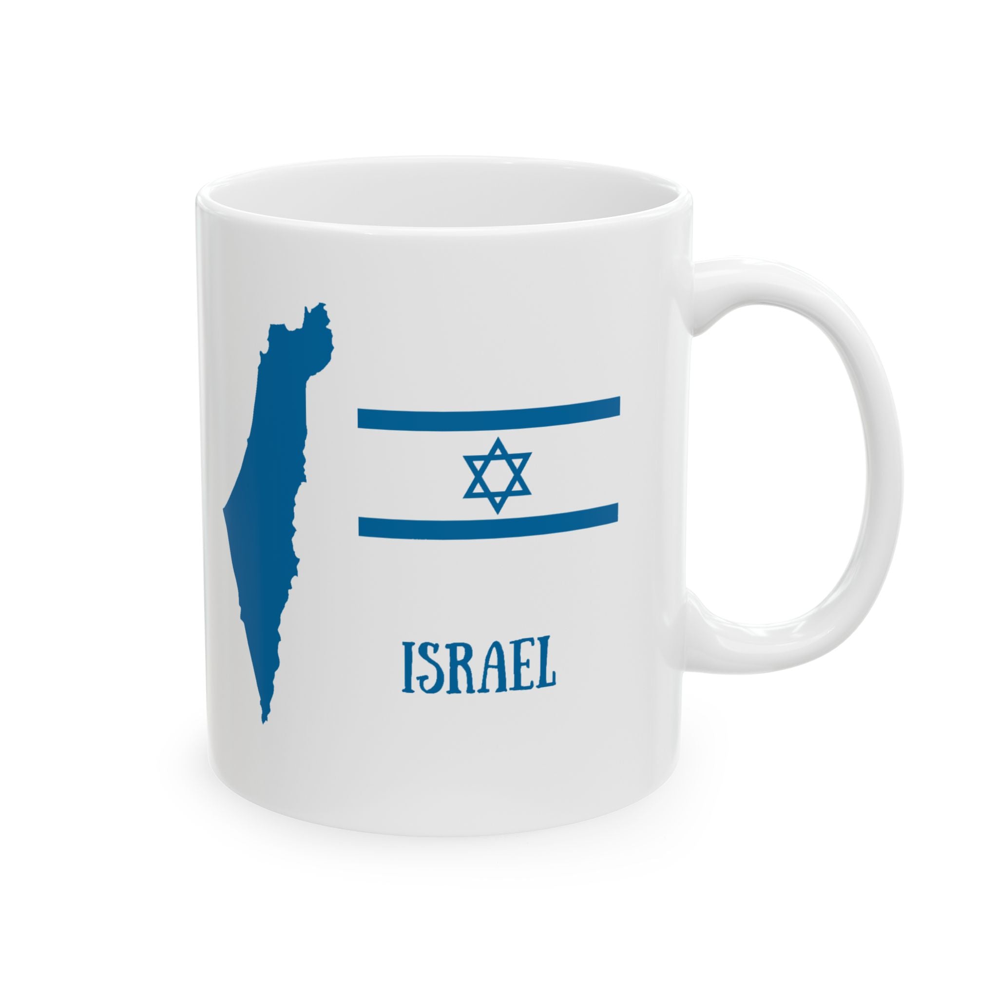 Isreal Patriotic Ceramic Mug, Jewish Pride Tea Cup, Hebrew Flag Coffee Mug, Star of David Nationalistic Mug, Independence Day Tea Mug