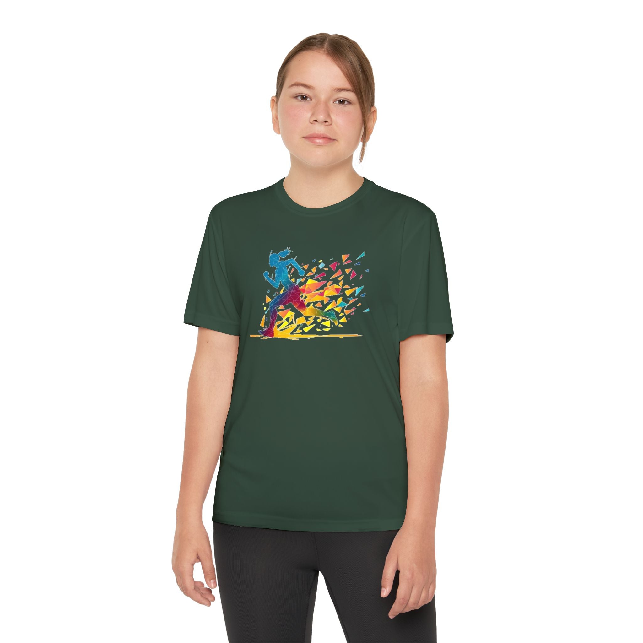 Running Youth T-Shirt Sports Graphic Tee, Cool Athletic Shirt for Kids, Perfect for Sports Events, Team Spirit
