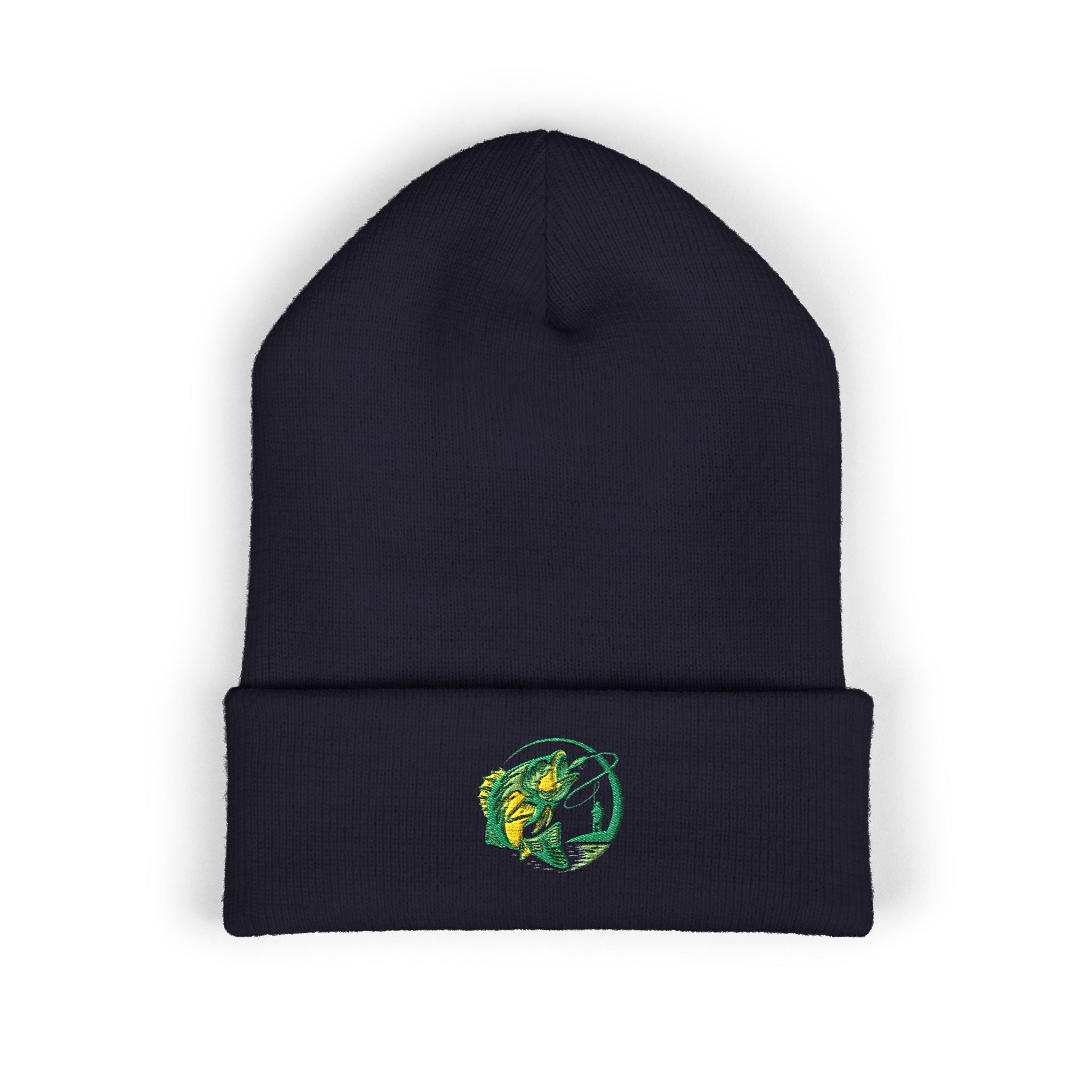 Embroidered Fishing Beanie, Fisherman Gift, Outdoor Winter Hat, Fishing Lover Apparel, Fishing Beanie with Embroidery