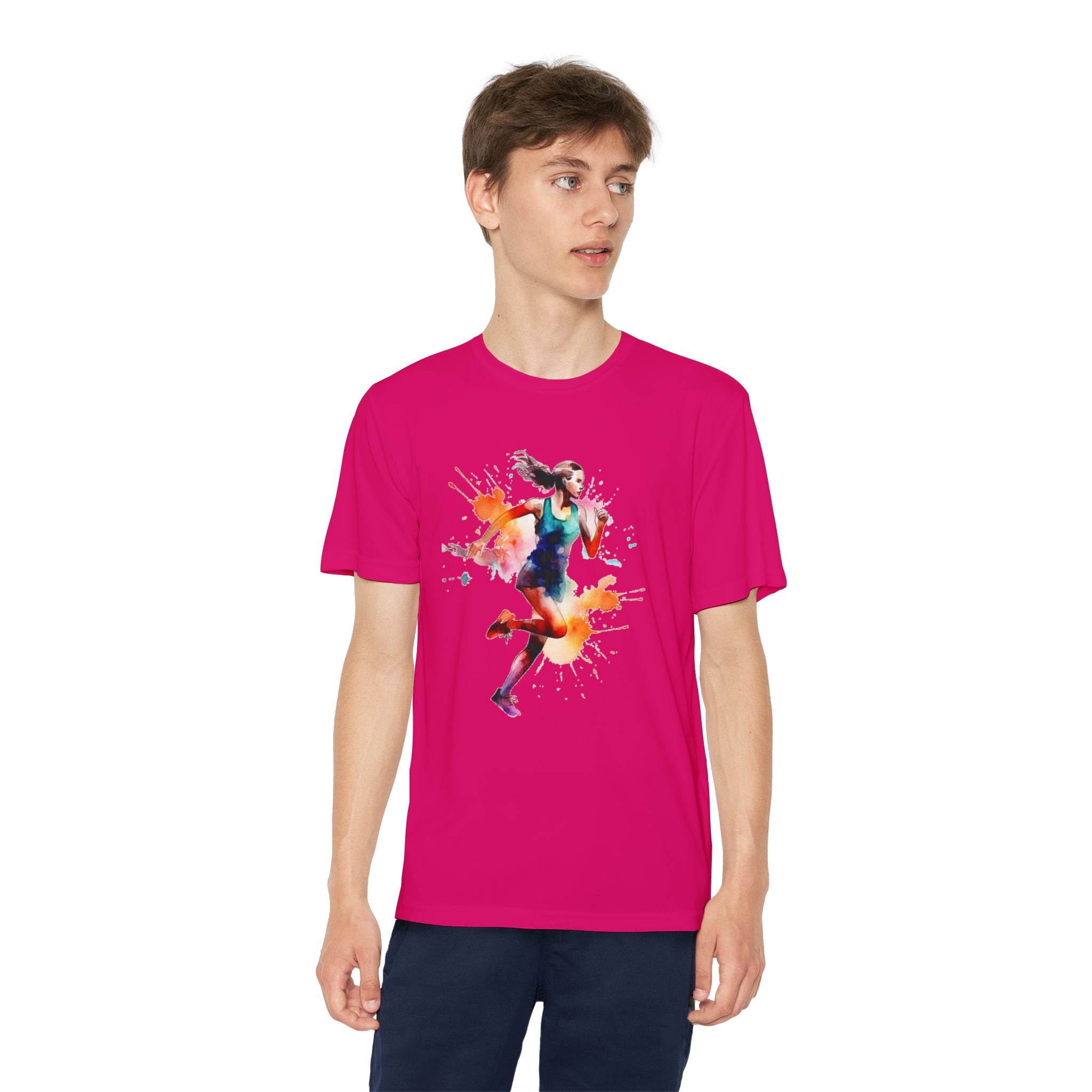 Running Youth T-Shirt Sports Graphic Tee, Cool Athletic Shirt for Kids, Perfect for Sports Events, Team Spirit