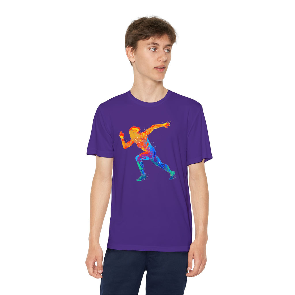 Running Youth T-Shirt Sports Graphic Tee, Cool Athletic Shirt for Kids, Perfect for Sports Events, Team Spirit