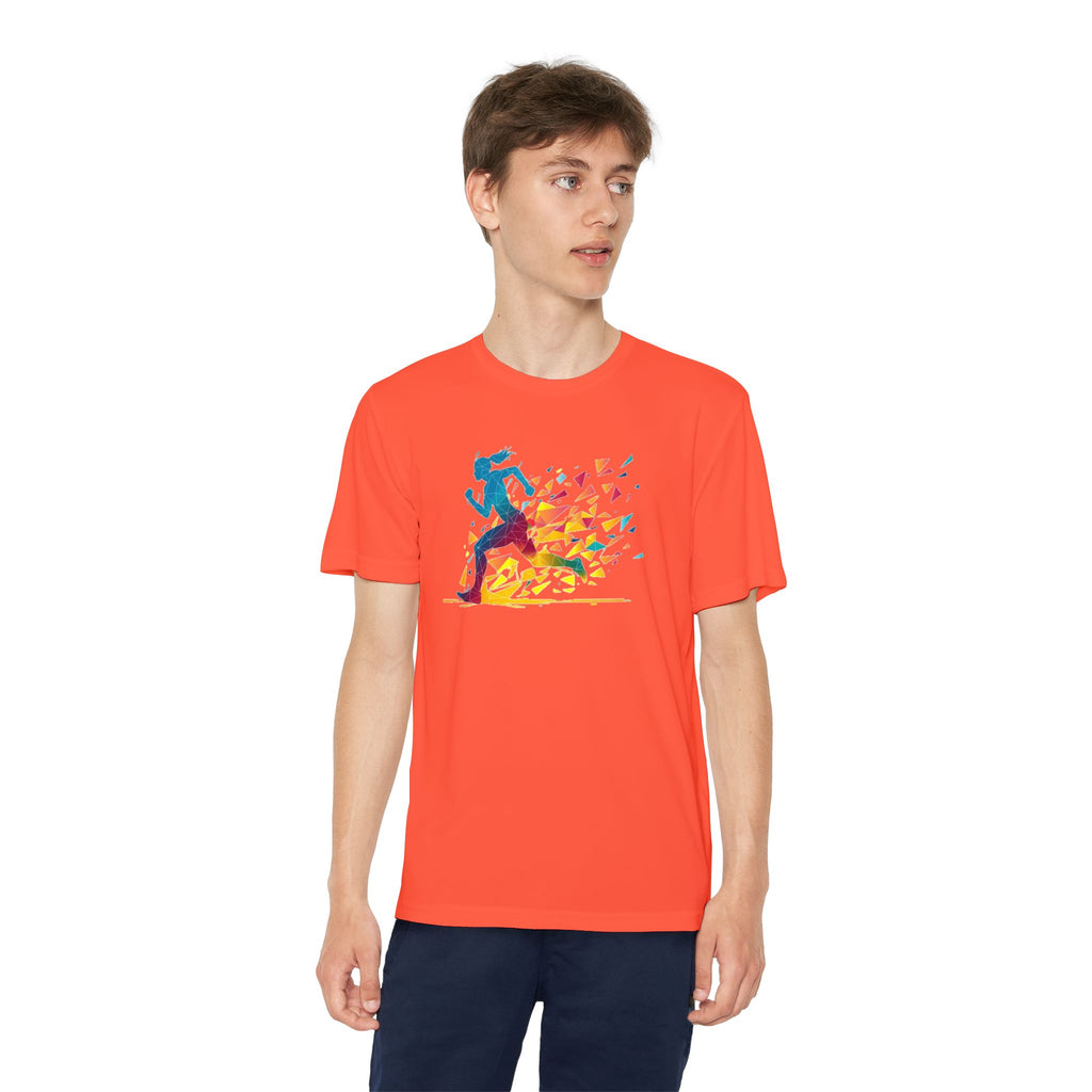 Running Youth T-Shirt Sports Graphic Tee, Cool Athletic Shirt for Kids, Perfect for Sports Events, Team Spirit