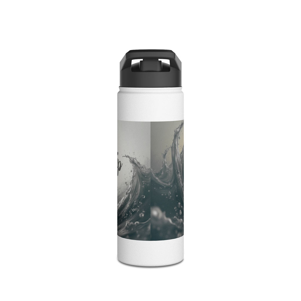 Aqua Wave Stainless Steel Water Bottle, Hydration Gift, Outdoor Adventure, Beach Vibes, Eco-Friendly, Travel Companion
