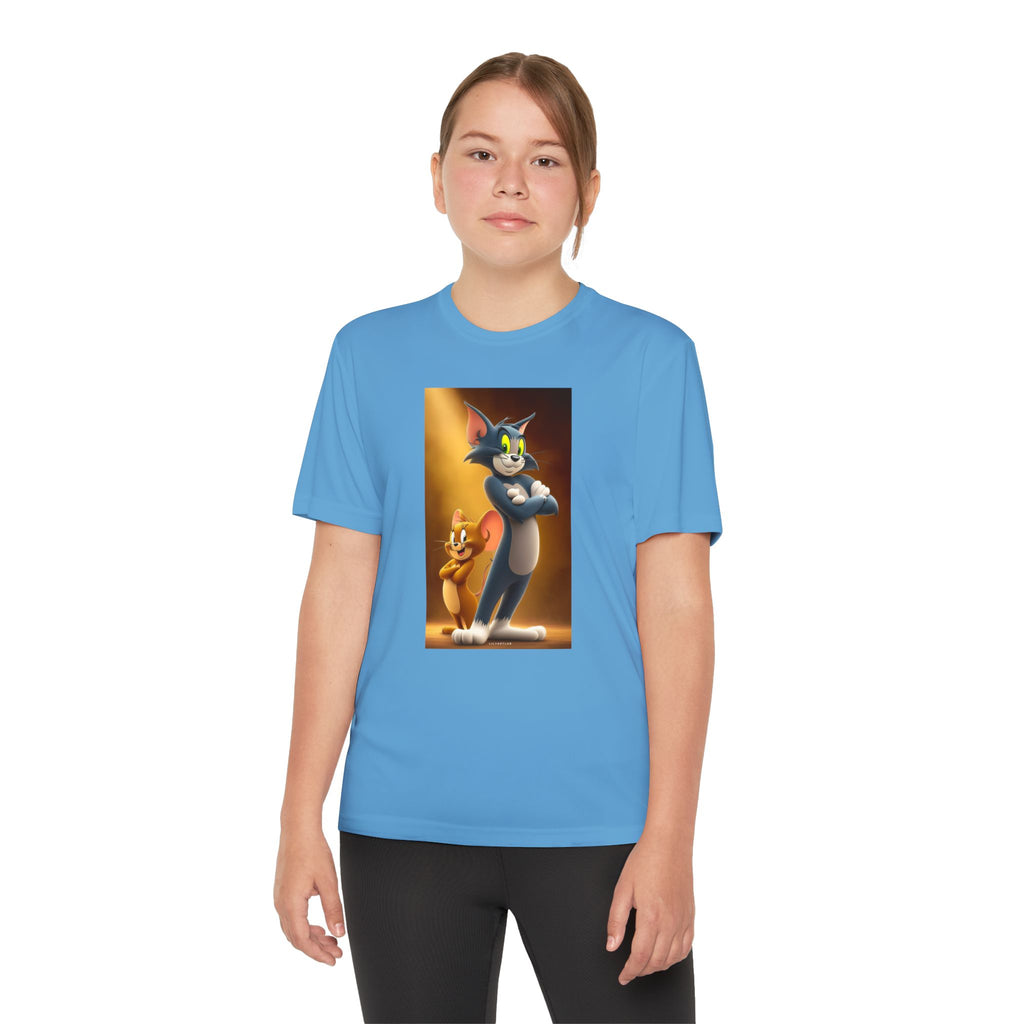 Youth Competitor Tee with Tom And Jerry design, Cartoon Graphic Kid's T-Shirt, Kids Tee, Children's Clothing, Funny Tee for Boys and Girls