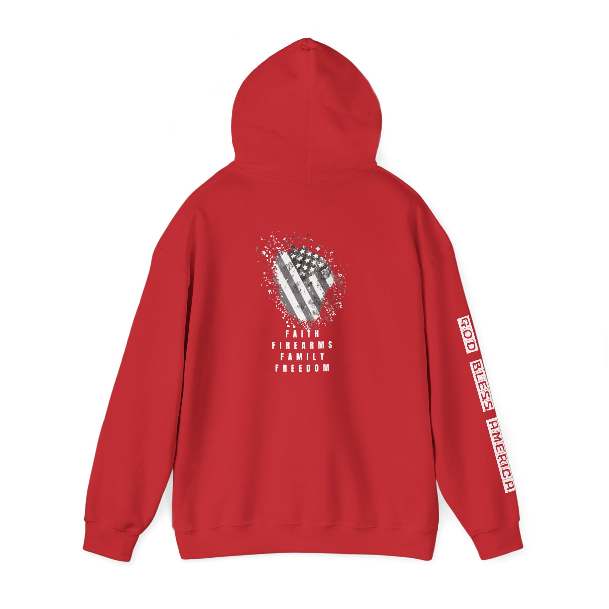 Faith Family Firearms Freedom Hooded Sweatshirt with Faith, Family, Firearms & Freedom Design - Unisex Cozy Wear for Celebrations