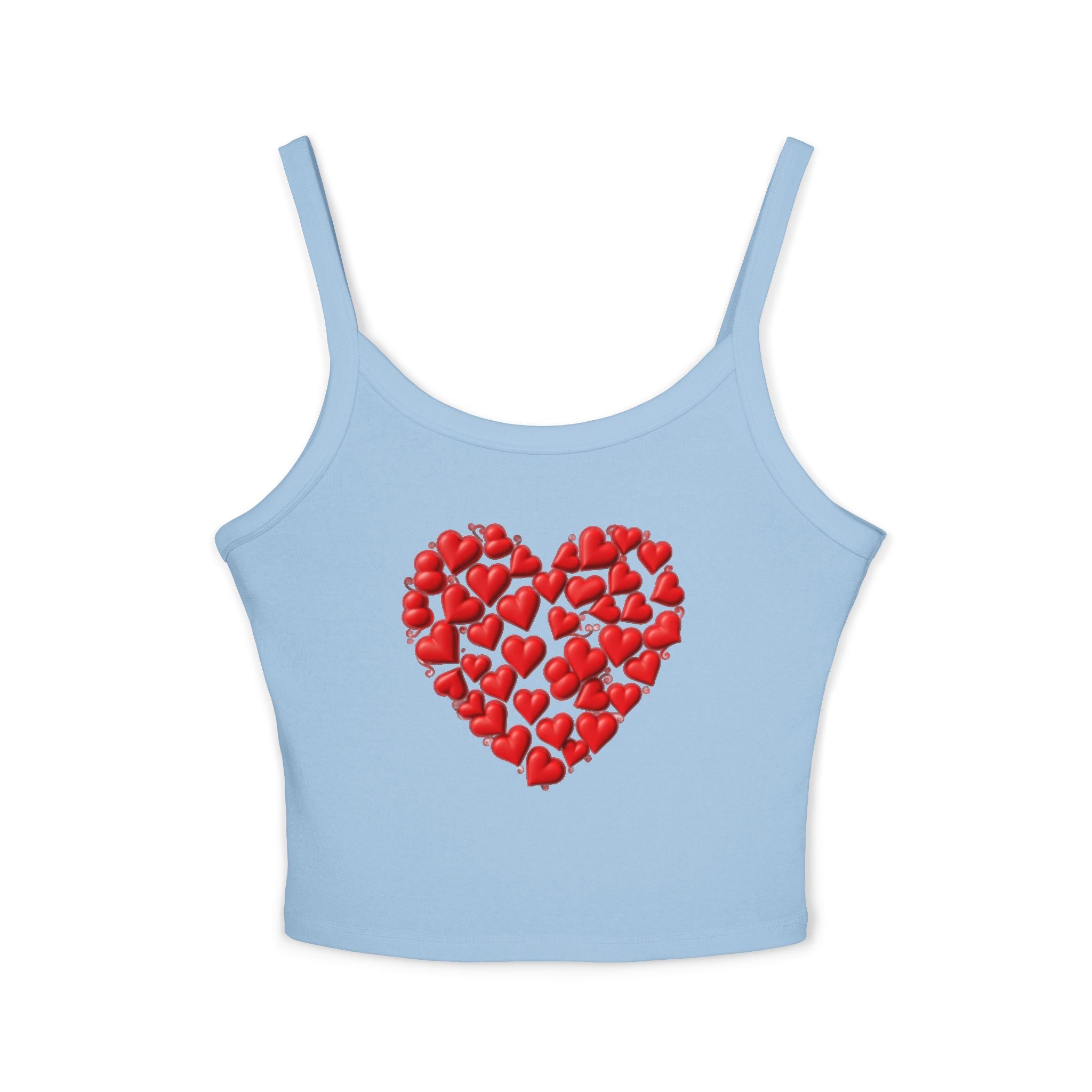 Heart Tank Top, Love Cami, Valentine's Day Shirt, Romantic Sleeveless Tee, Women's Summer Blouse, Cute Spaghetti Strap Tank