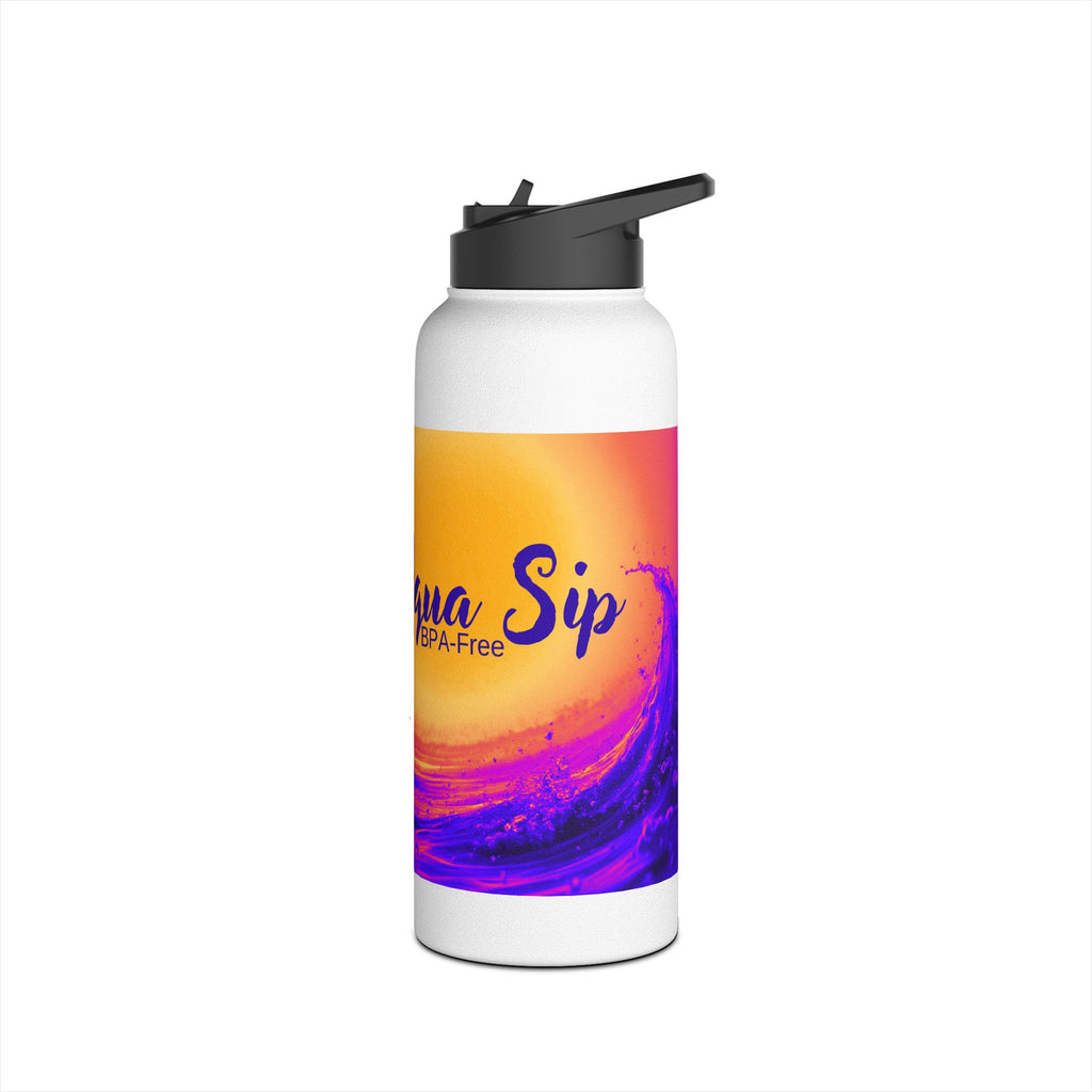 Aqua Wave Stainless Steel Water Bottle, Hydration Gift, Outdoor Adventure, Beach Vibes, Eco-Friendly, Travel Companion