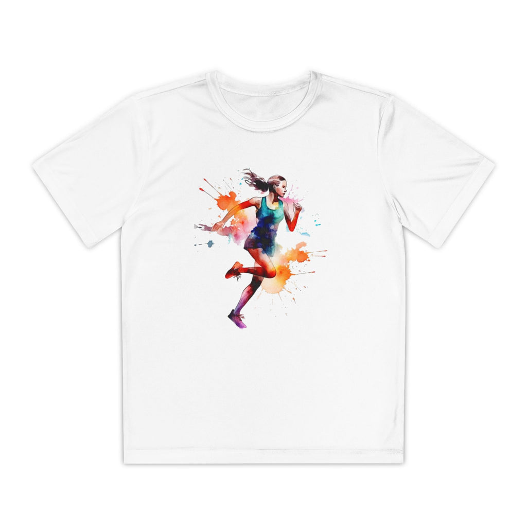 Running Youth T-Shirt Sports Graphic Tee, Cool Athletic Shirt for Kids, Perfect for Sports Events, Team Spirit