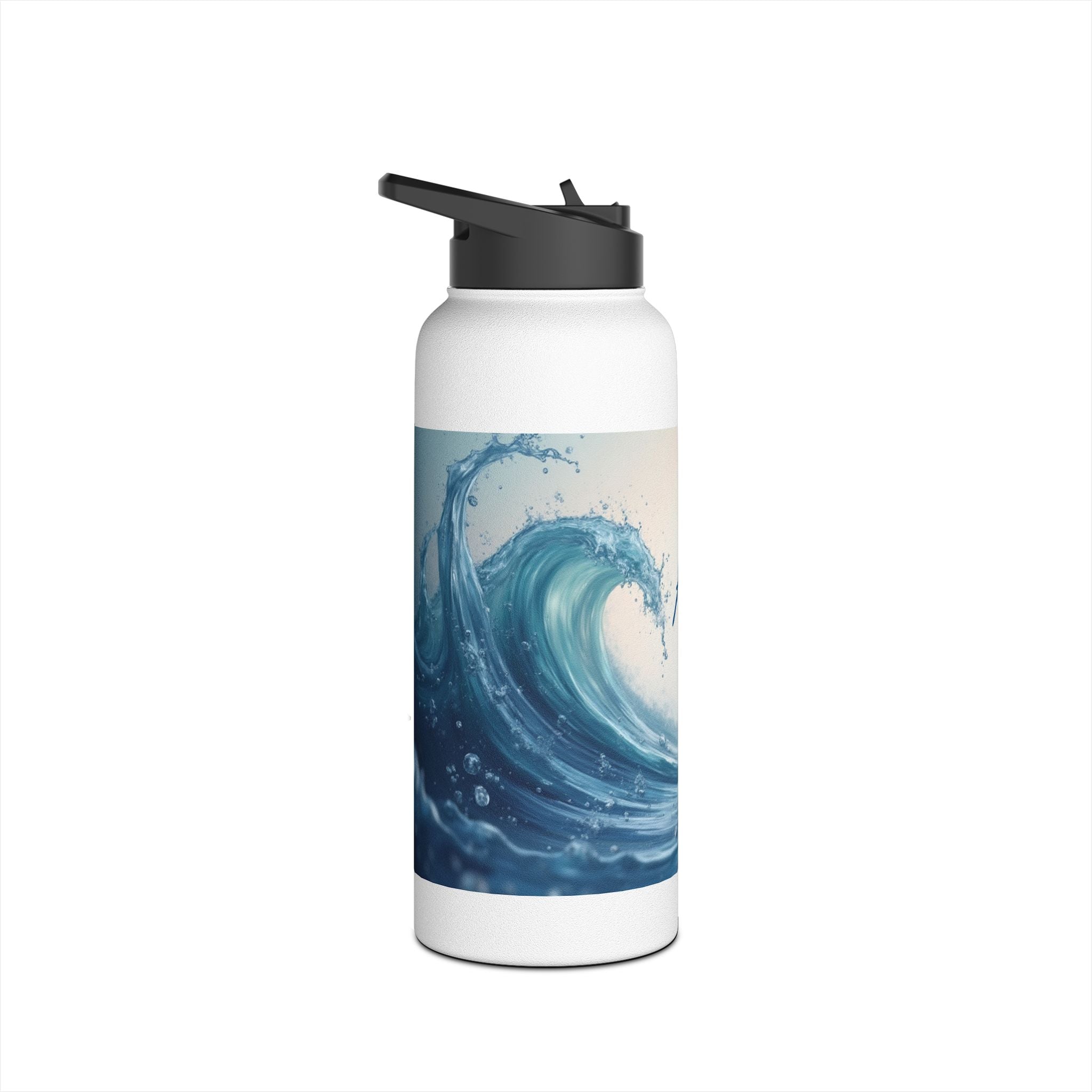 Aqua Wave Stainless Steel Water Bottle, Hydration Gift, Outdoor Adventure, Beach Vibes, Eco-Friendly, Travel Companion