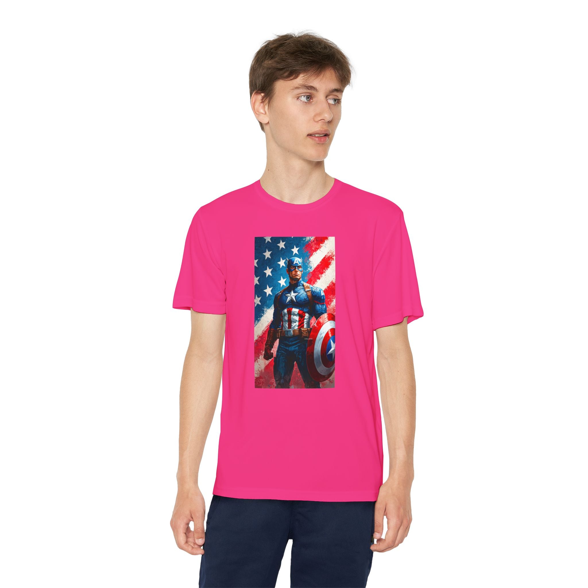 Captain America Superhero Marvel Patriotic, Kids Graphic T-Shirt, Boys Hero Top, Girls Comic Book Clothing, Birthday