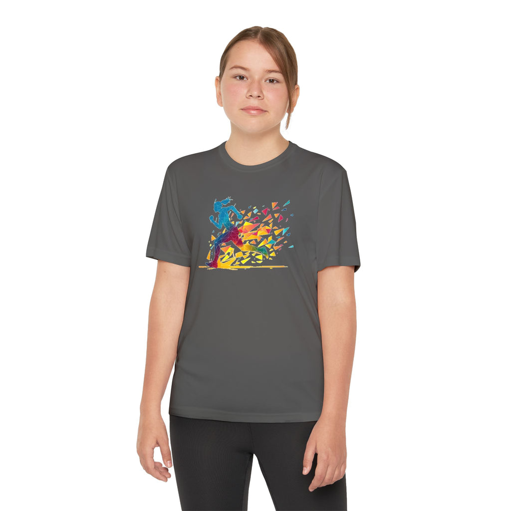 Running Youth T-Shirt Sports Graphic Tee, Cool Athletic Shirt for Kids, Perfect for Sports Events, Team Spirit