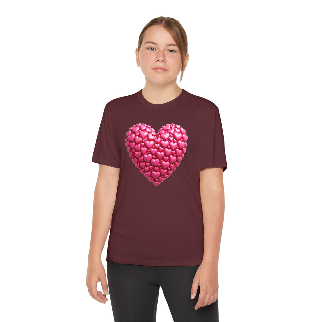 Heart Youth T-Shirt Sports Graphic Tee, Cool Athletic Shirt for Kids, Perfect for Sports Events, Team Spirit