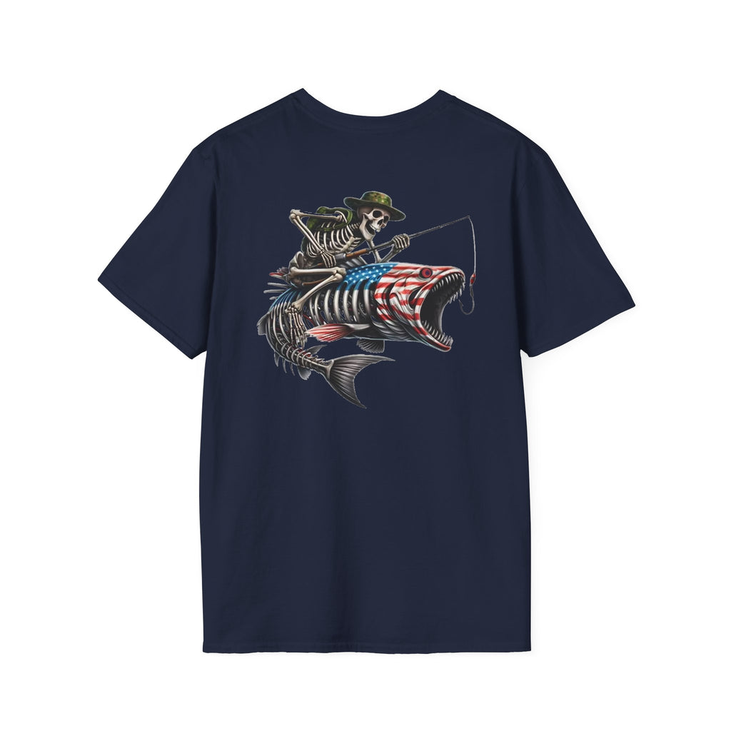 Patriotic Fishing Tshirt, American Flag Tee, 4th of July Shirt, USA Independence Day Top, Patriotic Graphic Tee, Unisex Patriotic